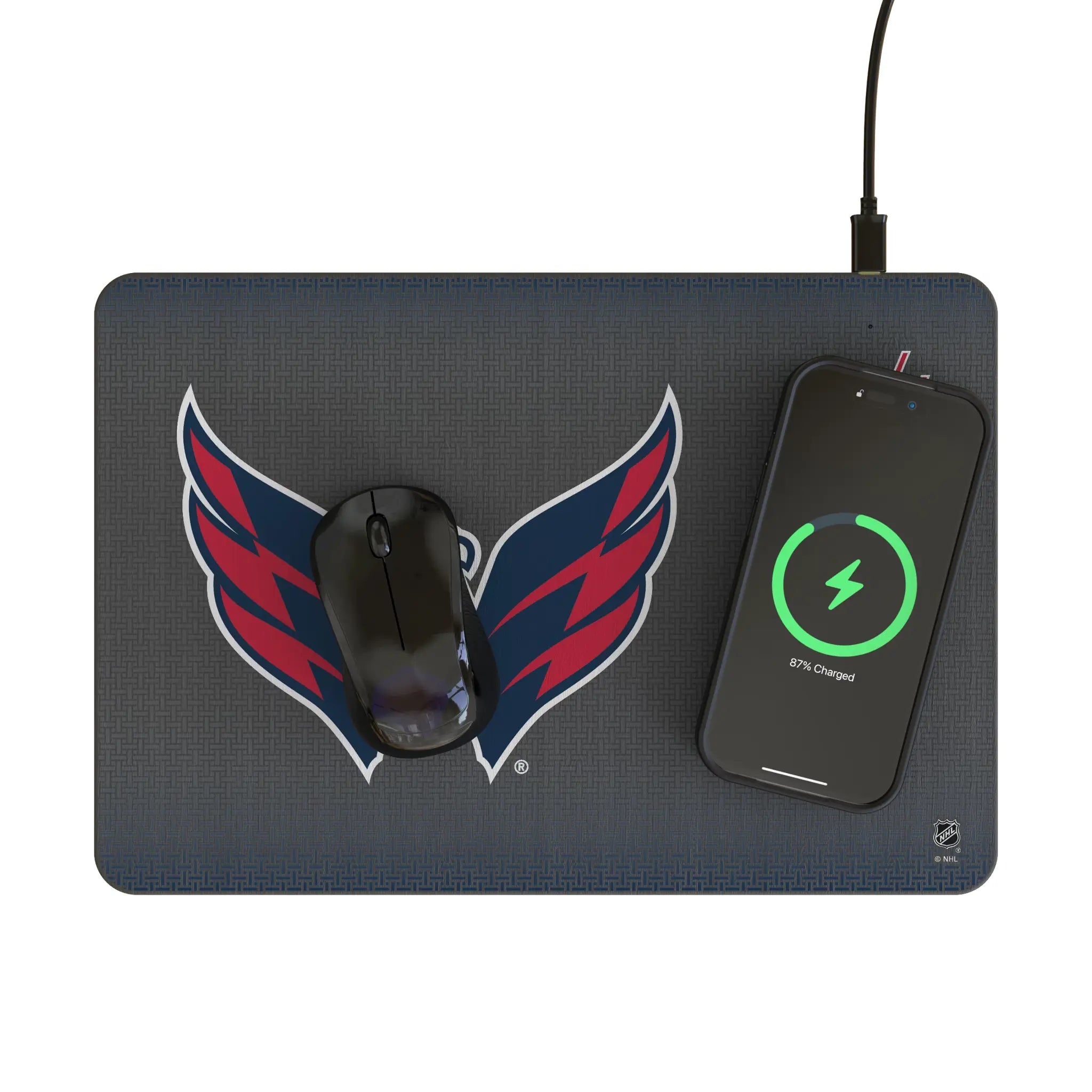 Washington Capitals Linen 15-Watt Wireless Charger and Mouse Pad - Lifestyle