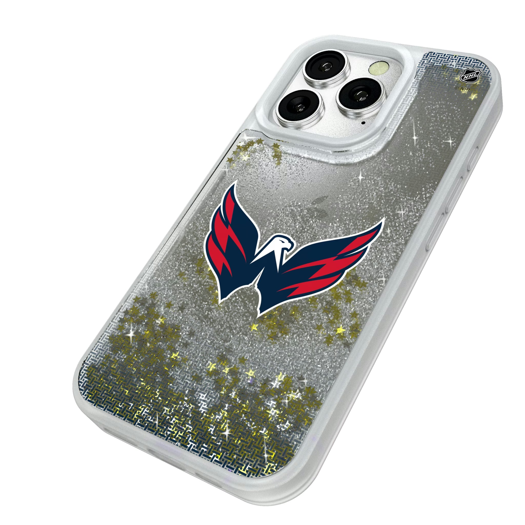 Washington Capitals Linen iPhone Glitter Phone Case for Apple iPhone - Isometric View#Device_iPhone 16 Pro