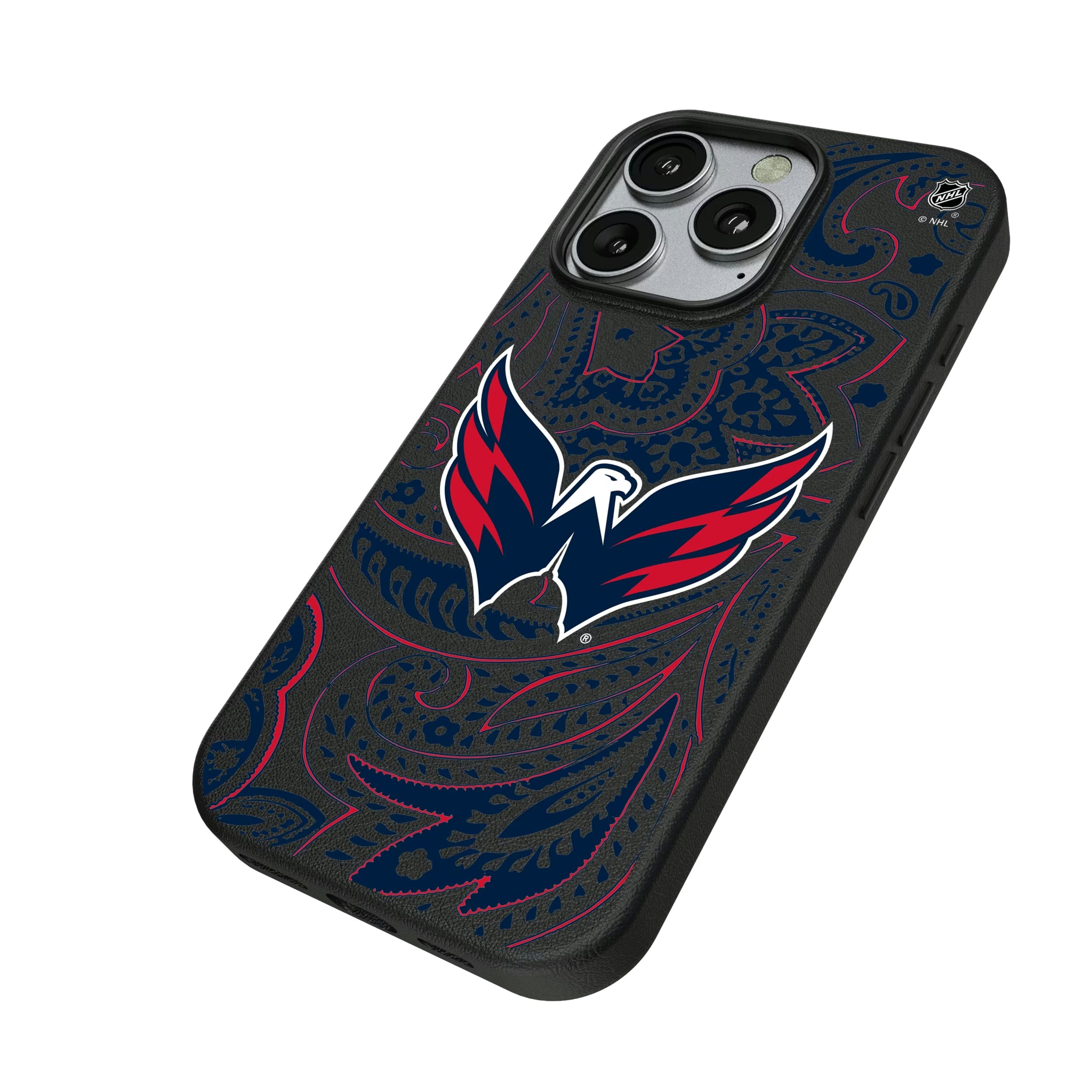 Washington Capitals Paisley iPhone MagSafe Compatible Phone Case for Apple iPhone - Isometric View