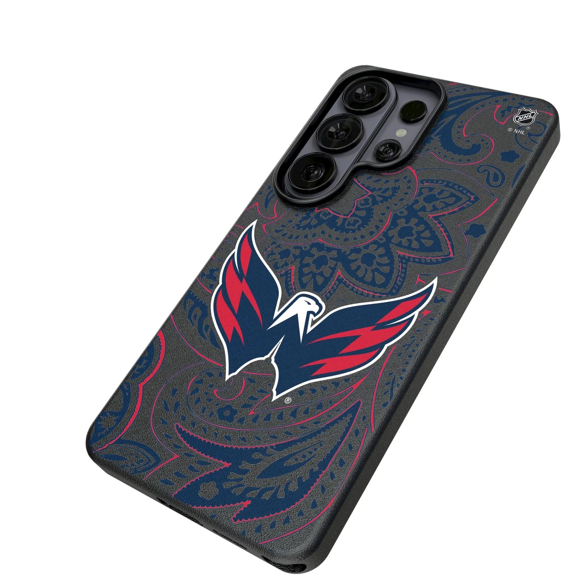 Washington Capitals Paisley Galaxy MagSafe Compatible Phone Case for Samsung Galaxy - Isometric View#Device_Galaxy S26 Ultra