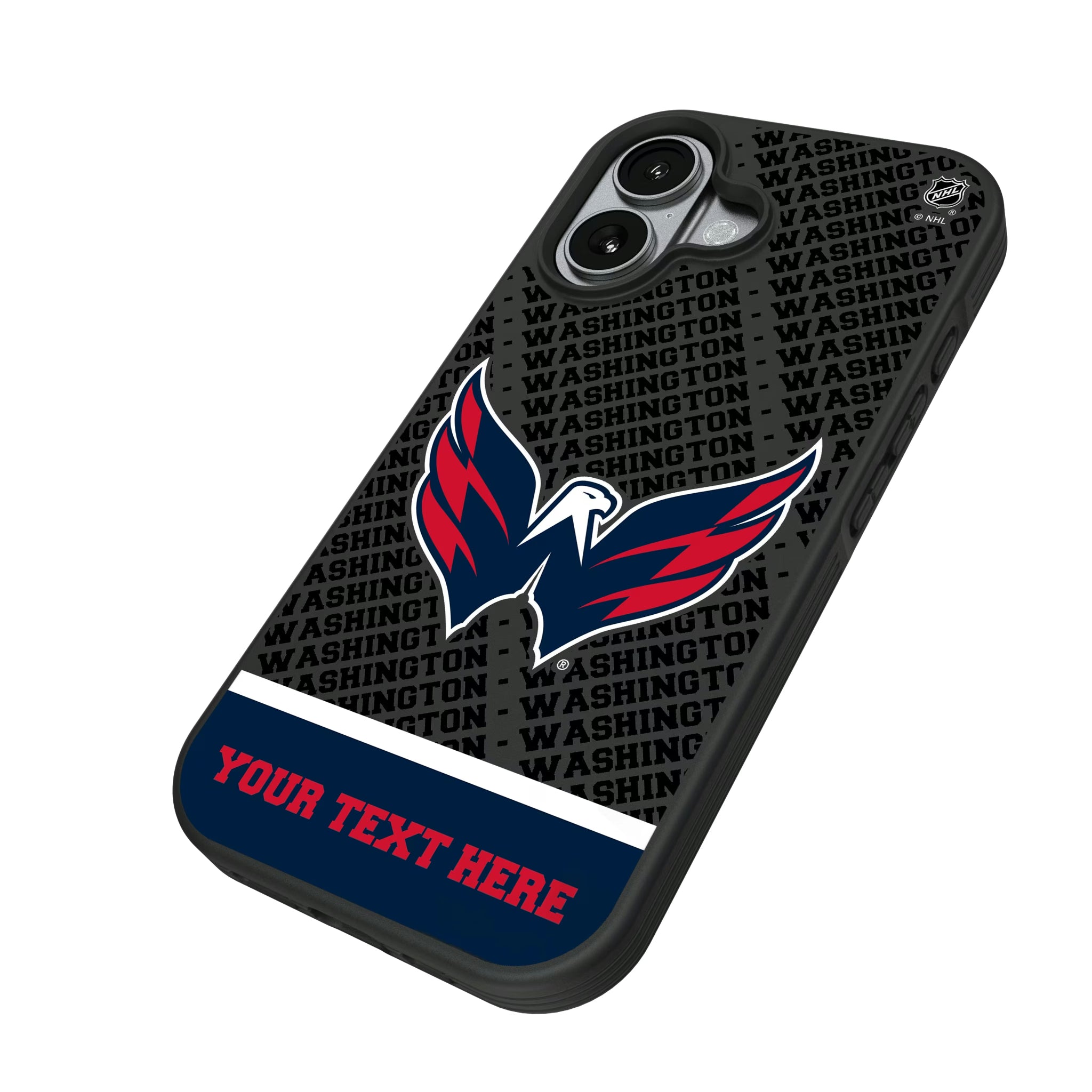Washington Capitals Personalized EndZone Plus iPhone Bump Phone Case for Apple iPhone - Isometric View#Device_iPhone 17