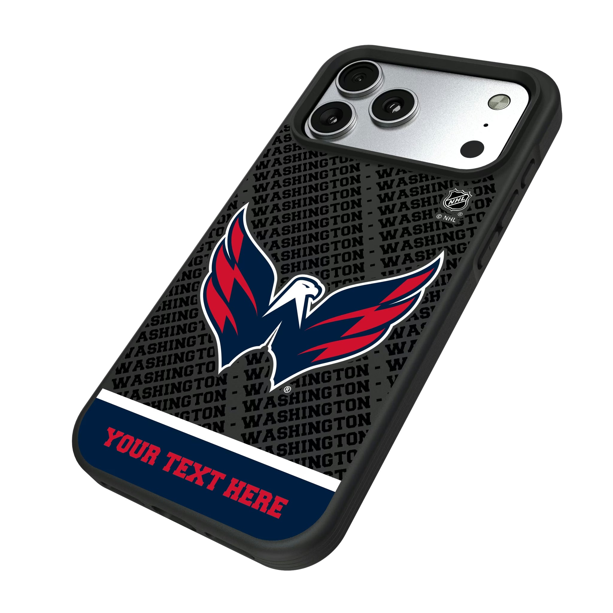 Washington Capitals Personalized EndZone Plus iPhone Bump Phone Case for Apple iPhone - Isometric View#Device_iPhone 17 Pro Max