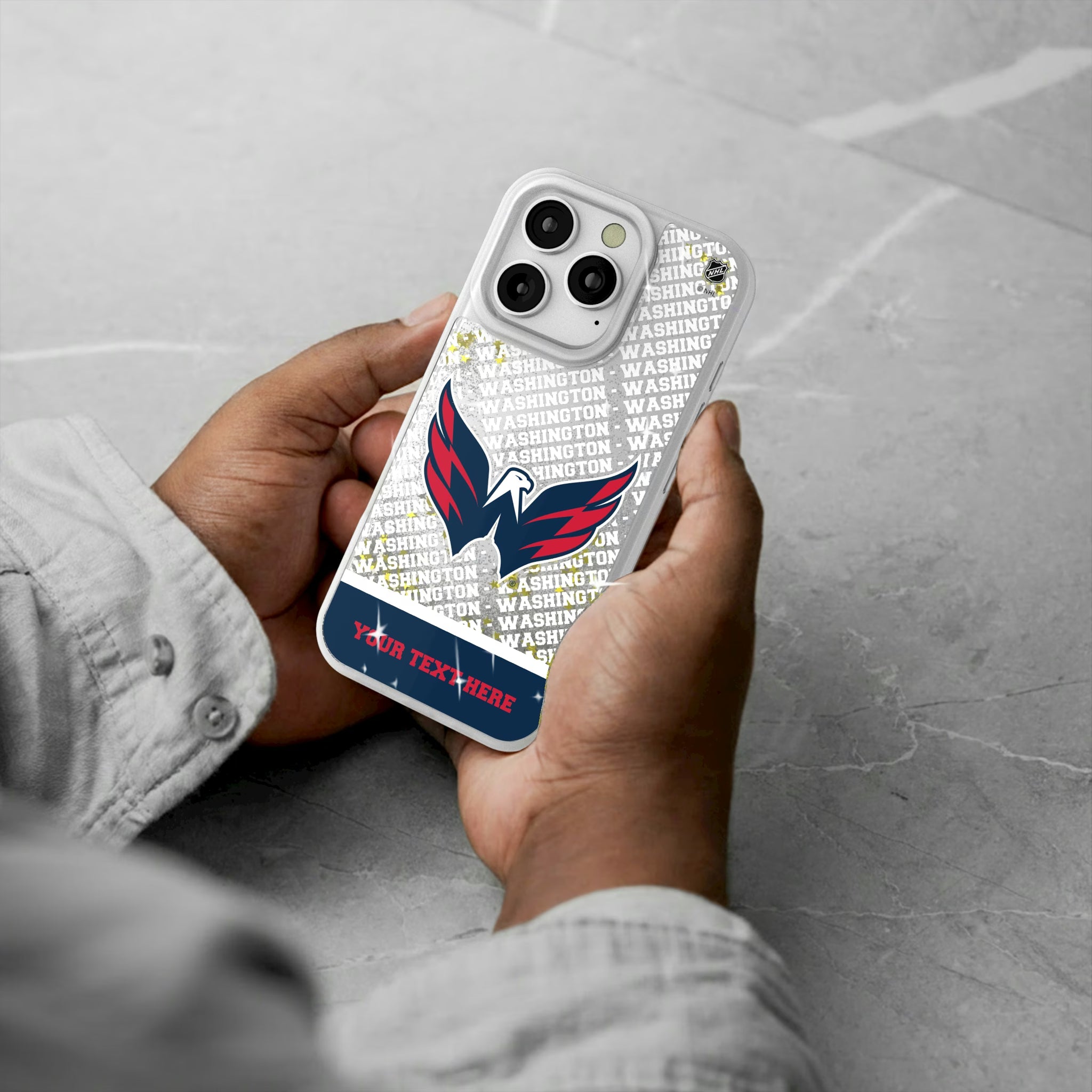 Washington Capitals Personalized EndZone Plus iPhone Glitter Phone Case for Apple iPhone - Lifestyle#Device_iPhone 16 Pro