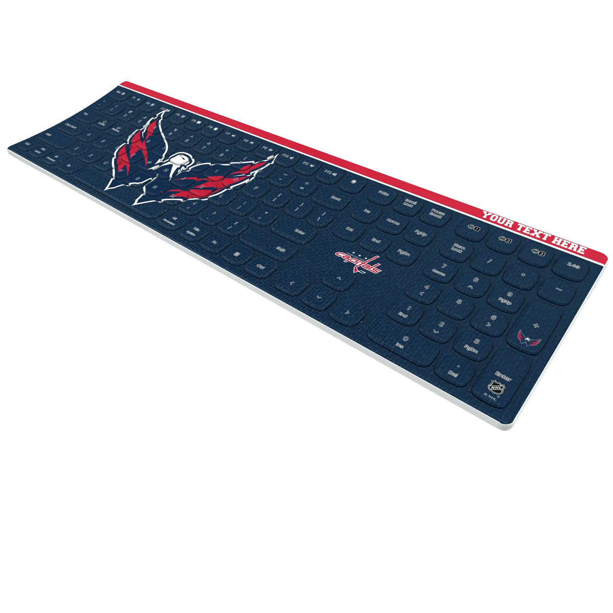 Washington Capitals Personalized Endzone Solid KKB605 Curved Wireless Keyboard - Isometric View