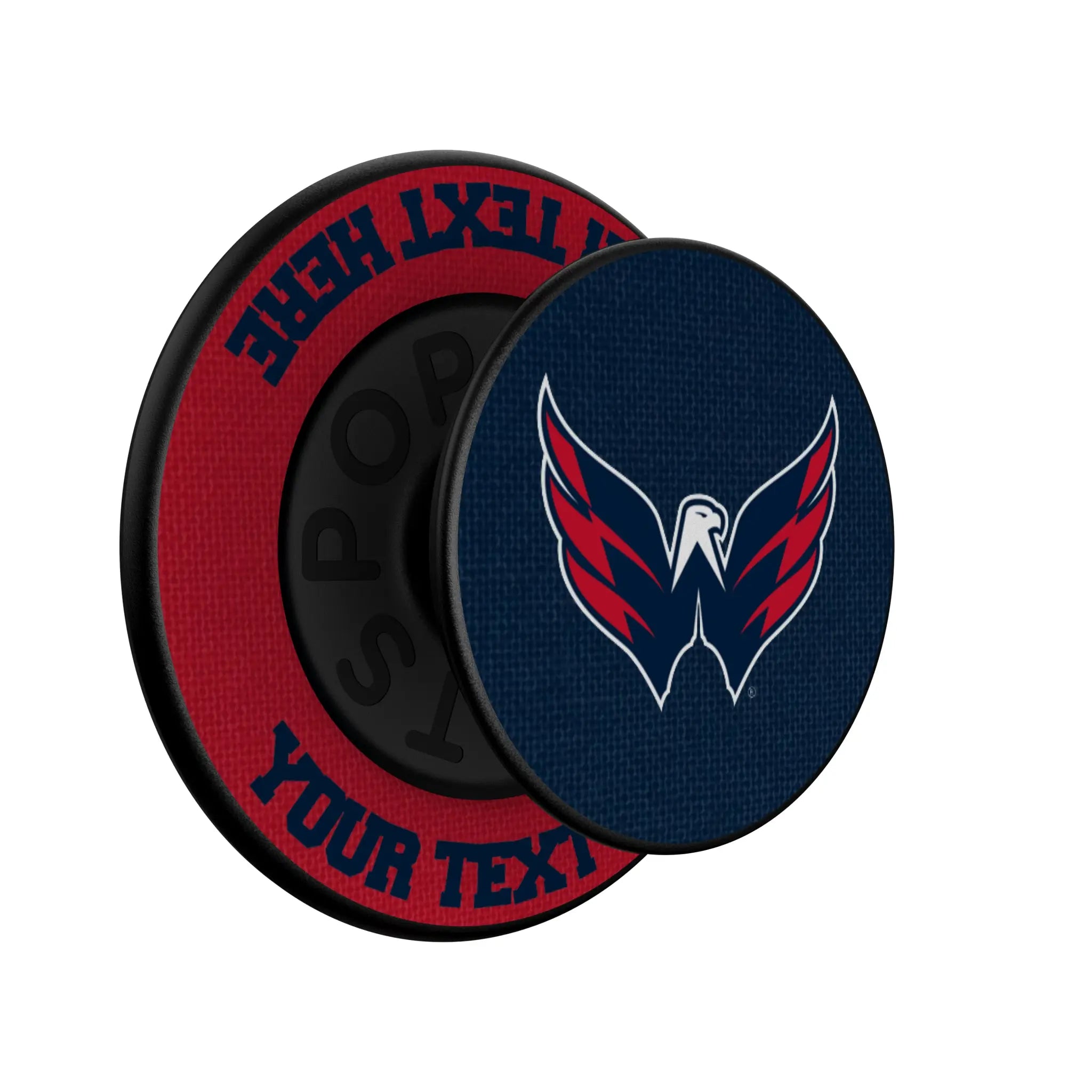 Washington Capitals Personalized Endzone Solid Popsockets Round Magnetic - Isometric View