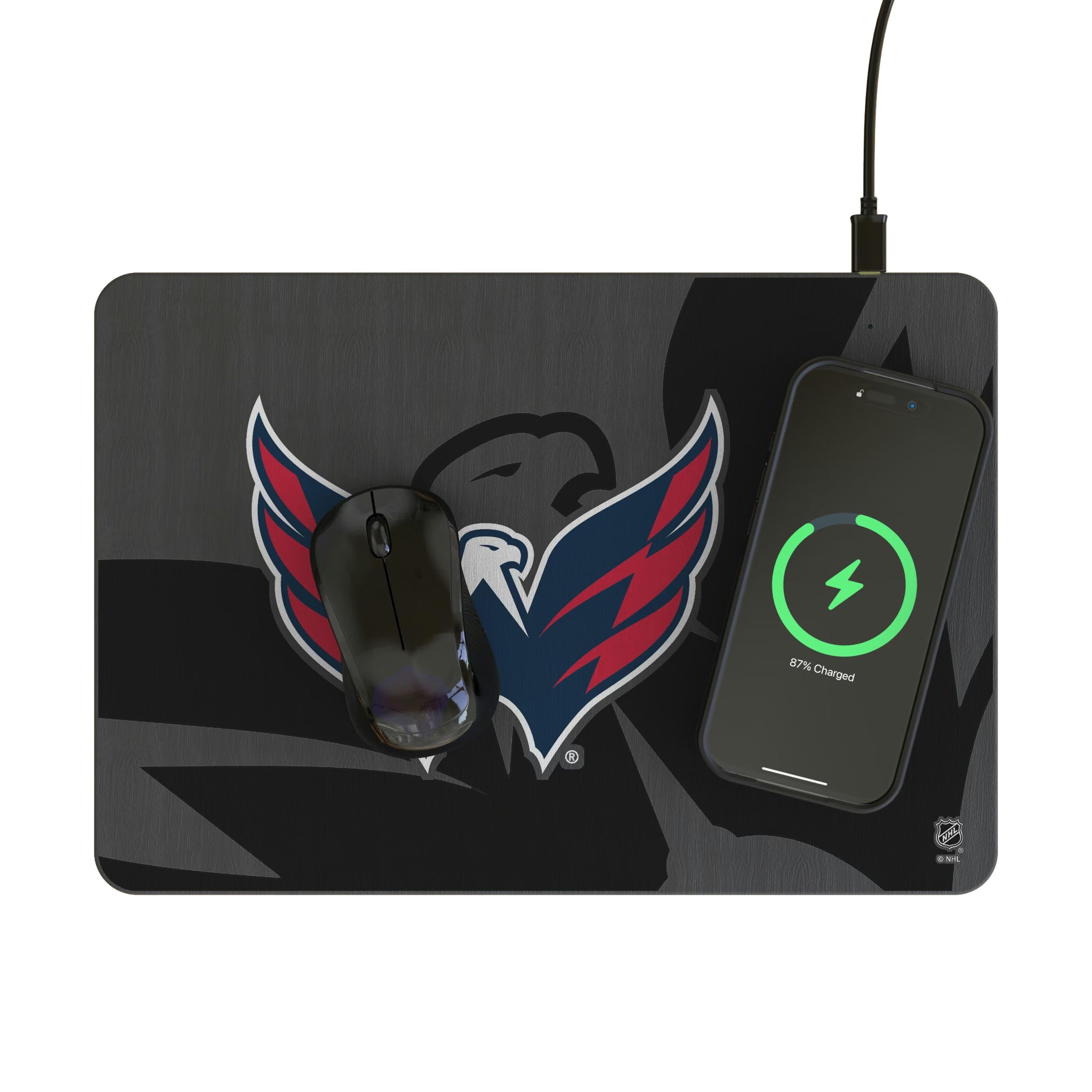 Washington Capitals Personalized Tilt 15-Watt Wireless Charger and Mouse Pad - Lifestyle