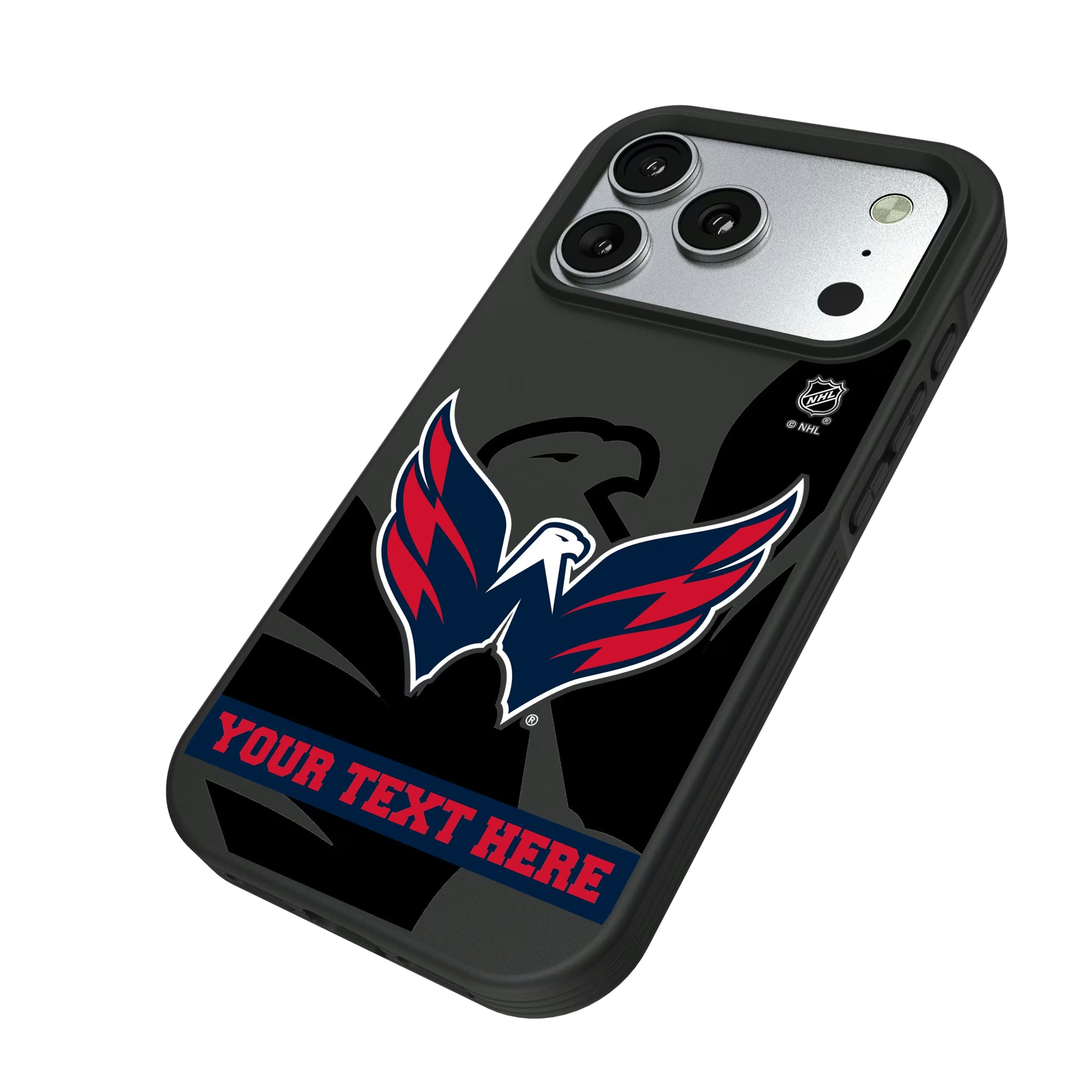 Washington Capitals Personalized Tilt iPhone Bump Phone Case for Apple iPhone - Isometric View#Device_iPhone 17 Pro