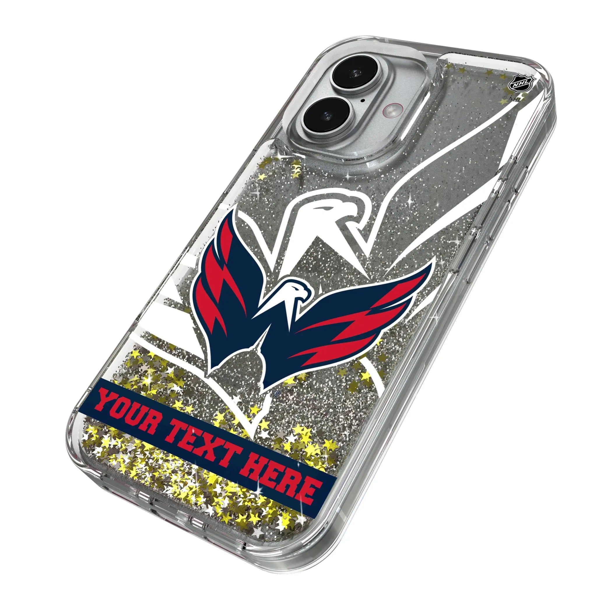 Washington Capitals Personalized Tilt iPhone Glitter Phone Case for Apple iPhone - Isometric View#Device_iPhone 17 Pro