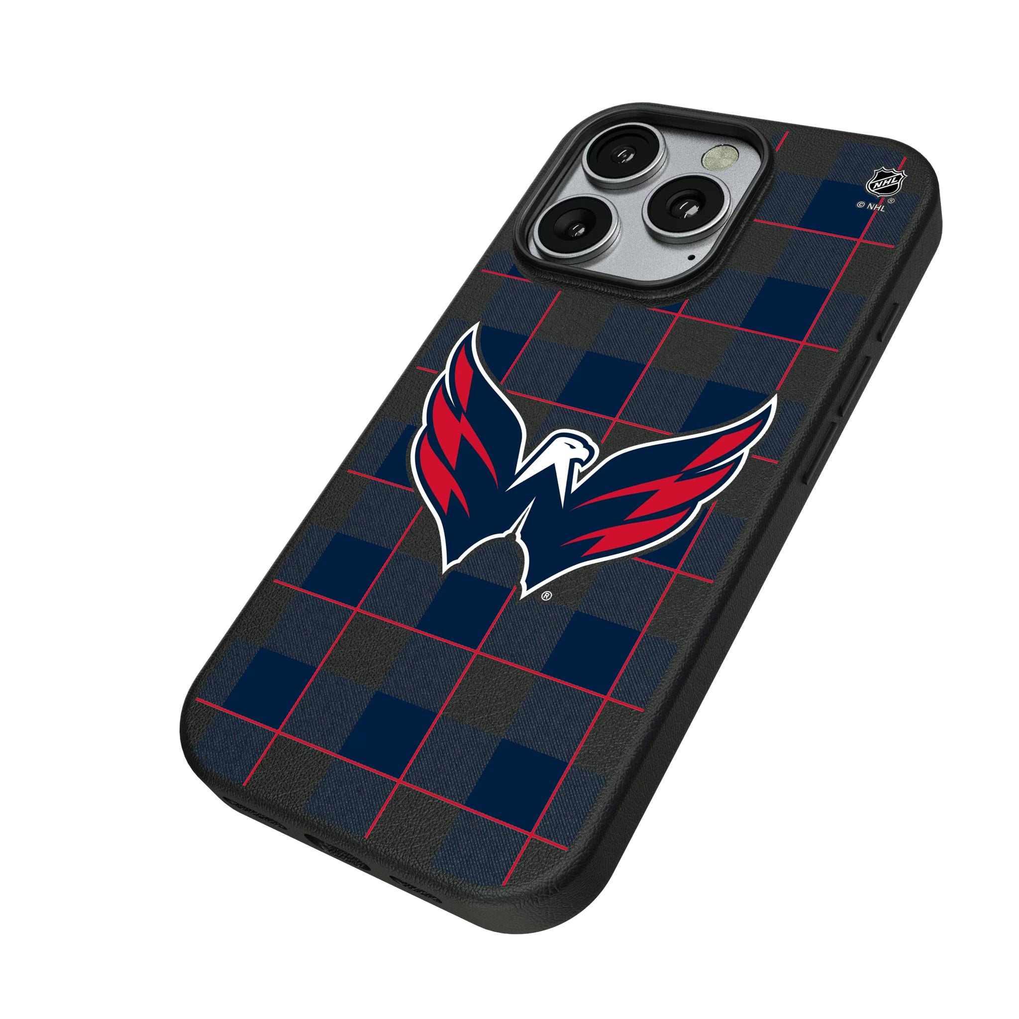 Washington Capitals Plaid iPhone MagSafe Compatible Phone Case for Apple iPhone - Isometric View