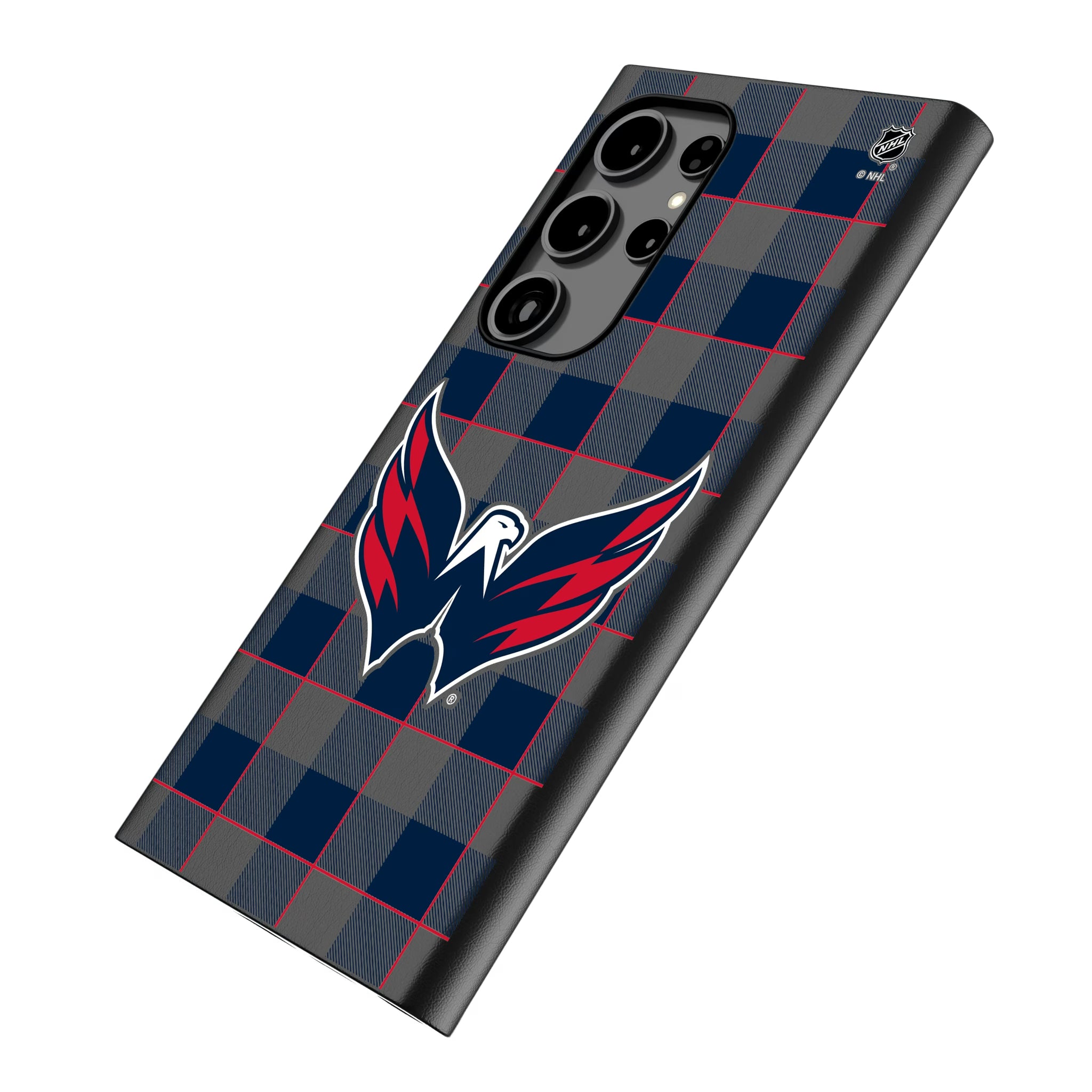 Washington Capitals Plaid Galaxy MagSafe Compatible Phone Case for Samsung Galaxy - Isometric View