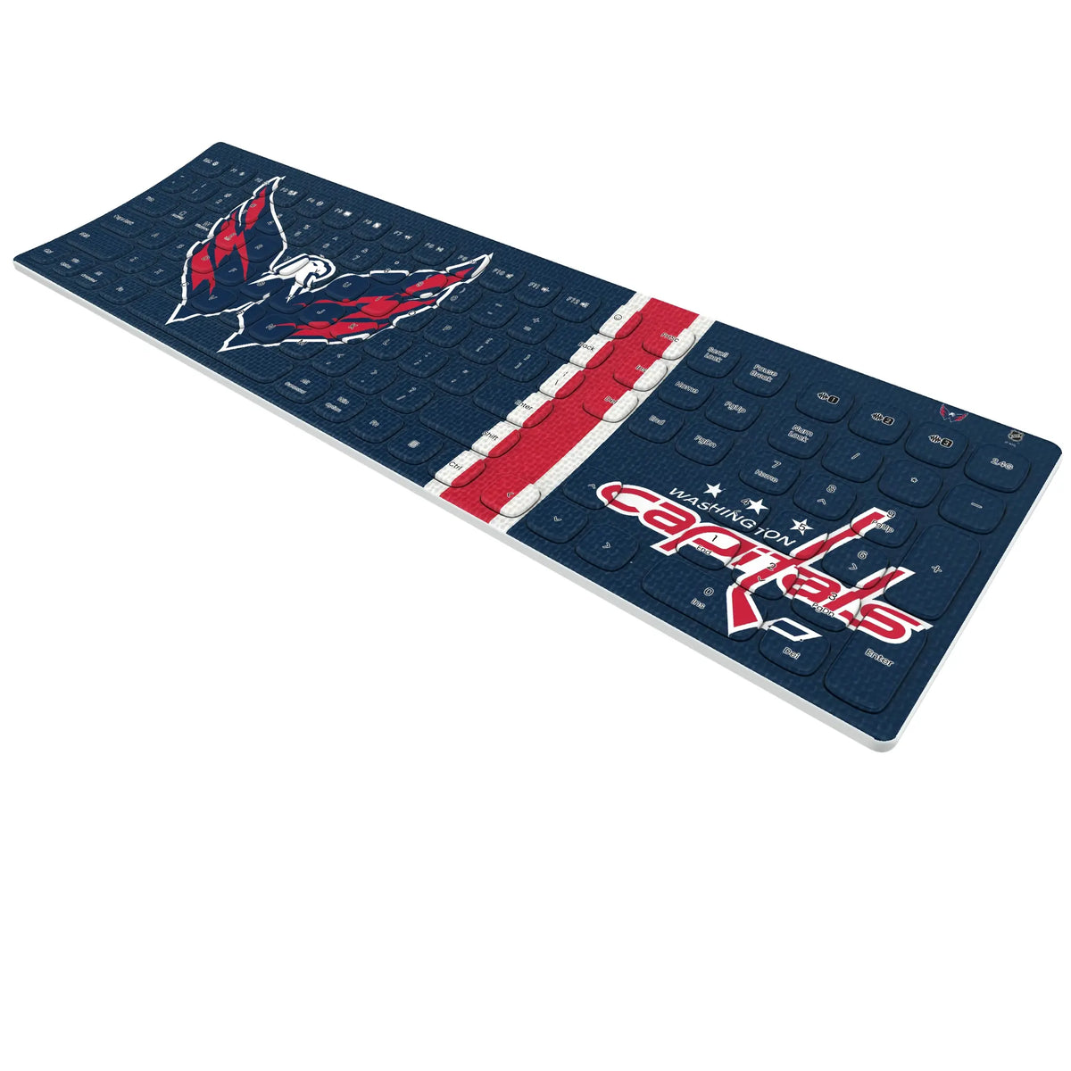 Washington Capitals Stripe KKB605 Curved Wireless Keyboard - Isometric View