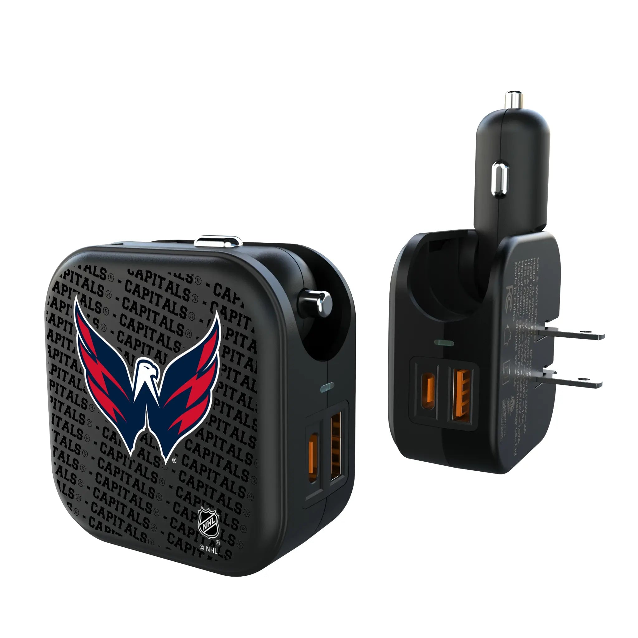 Washington Capitals Text Backdrop 2 in 1 USB A/C Charger