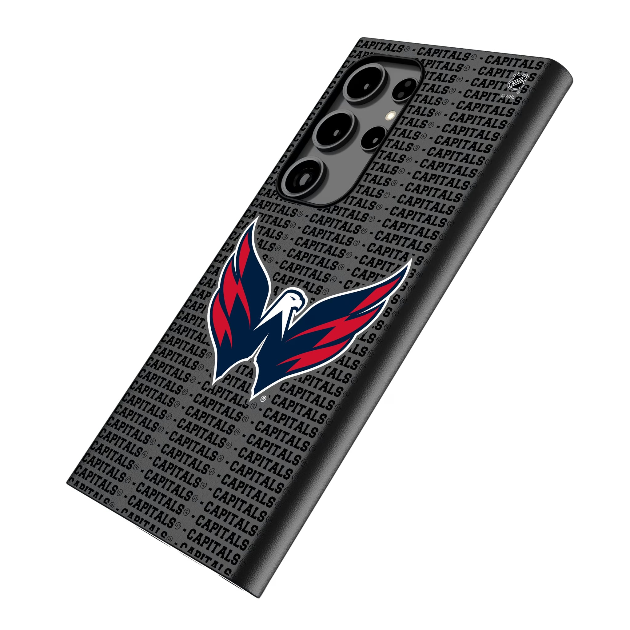 Washington Capitals Text Backdrop Galaxy MagSafe Compatible Phone Case for Samsung Galaxy - Isometric View