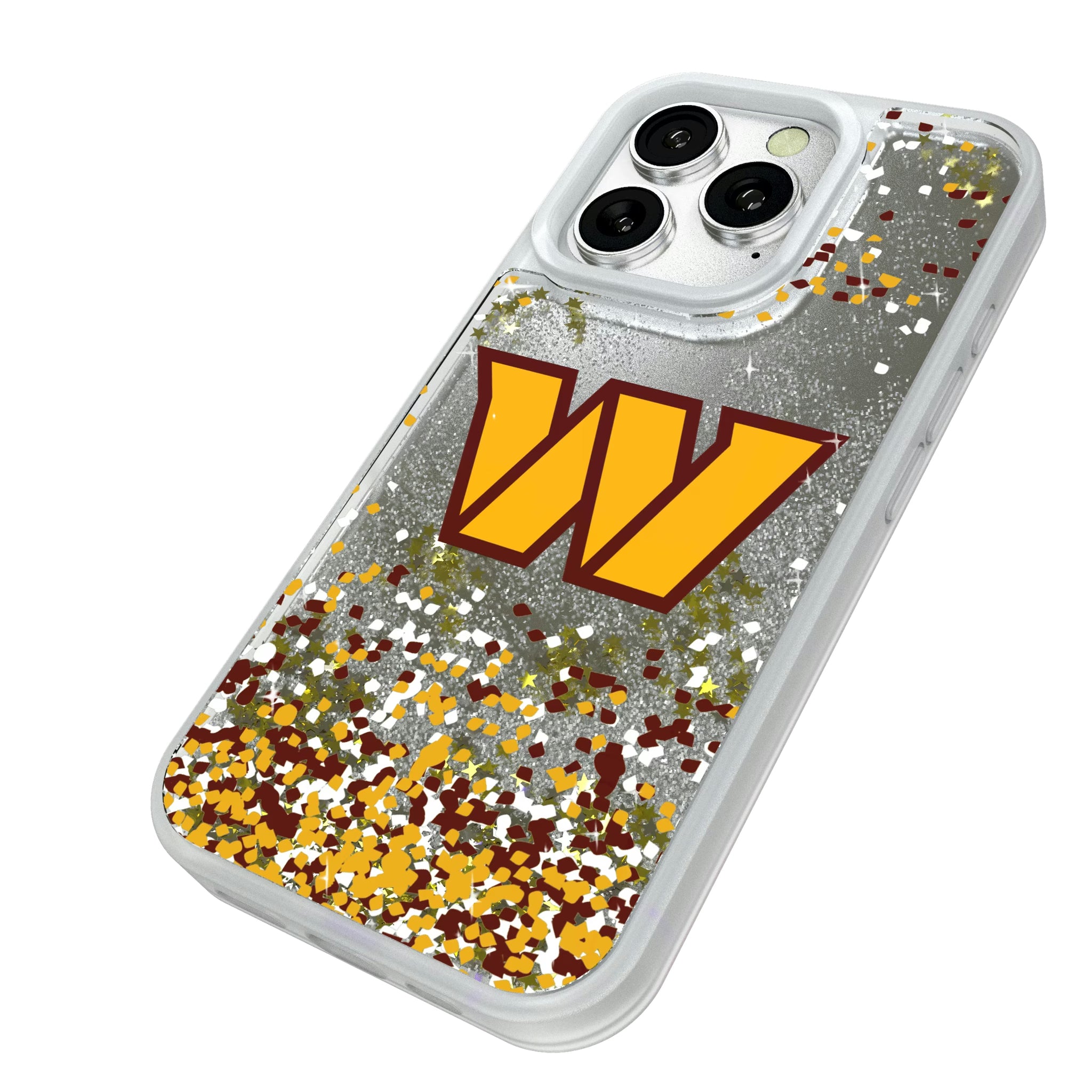 Washington Commanders Confetti iPhone Glitter Phone Case for Apple iPhone - Isometric View#Device_iPhone 16 Pro
