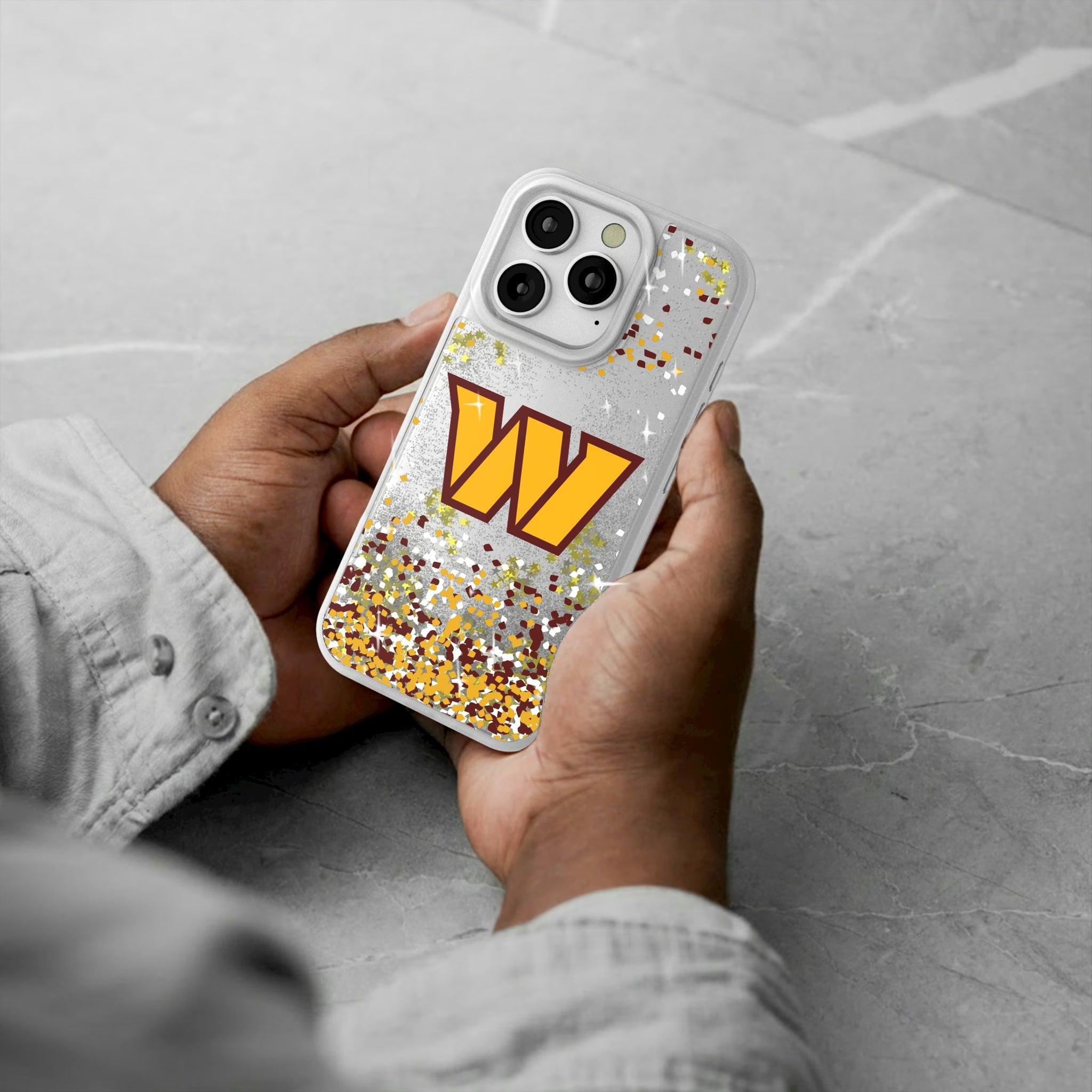 Washington Commanders Confetti iPhone Glitter Phone Case for Apple iPhone - Lifestyle#Device_iPhone 16 Pro