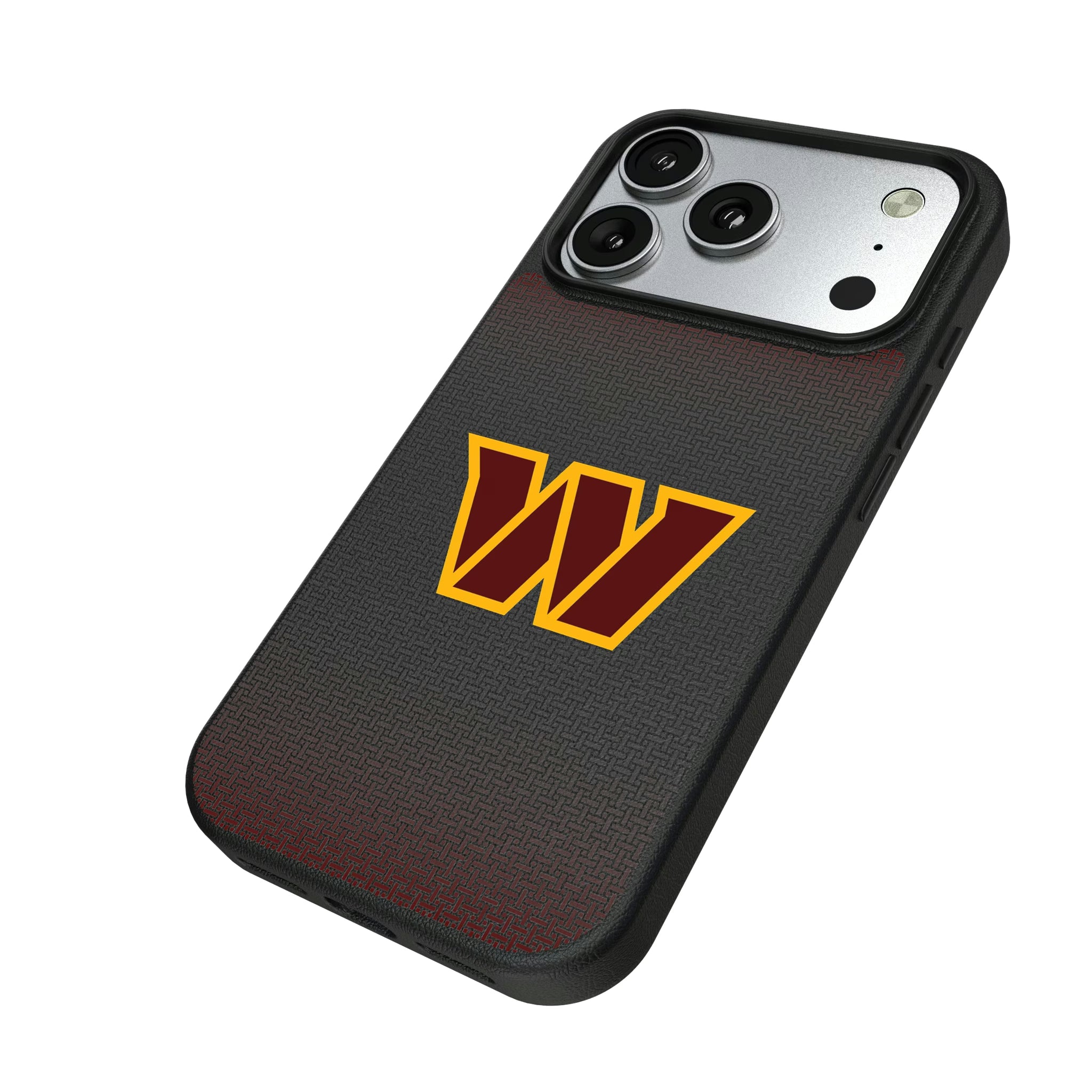 Washington Commanders Linen iPhone MagSafe Compatible Phone Case for Apple iPhone - Isometric View#Device_iPhone 17 Pro