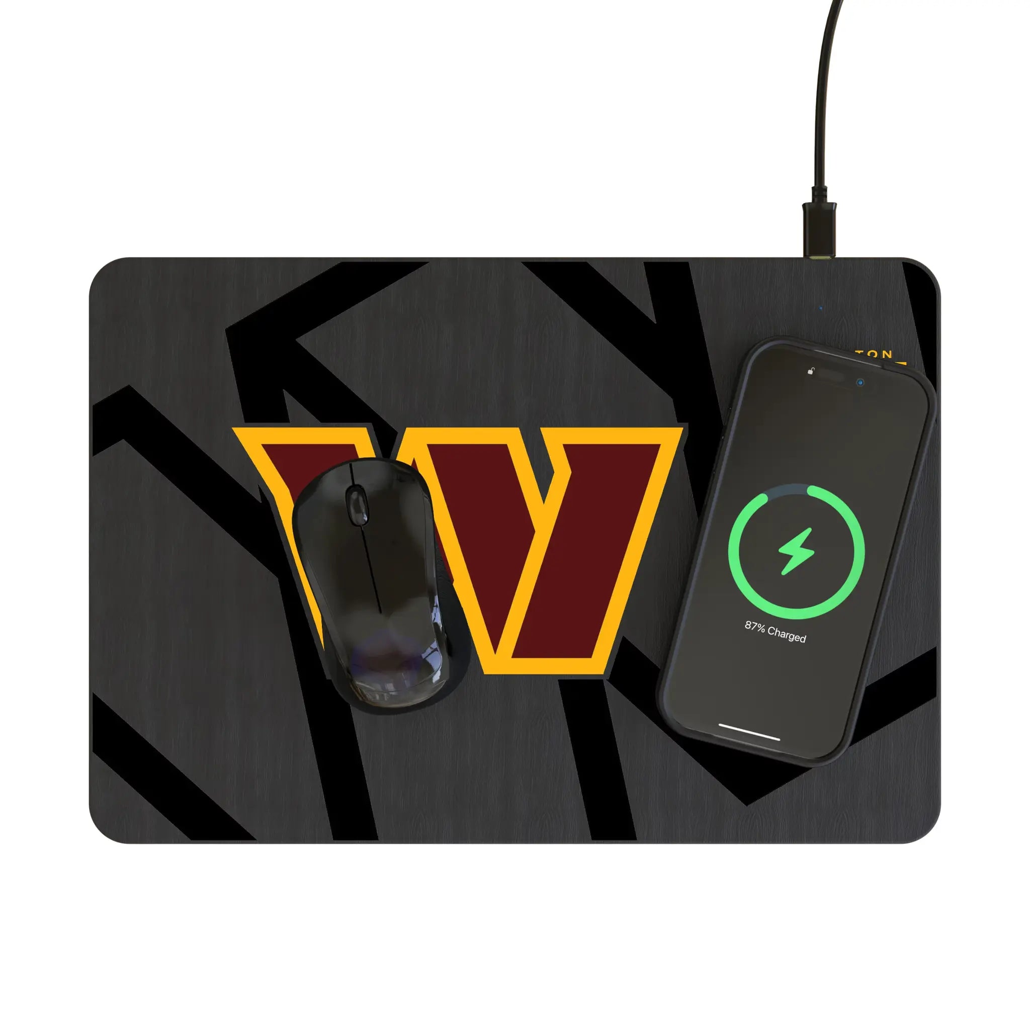 Washington Commanders Monocolor Tilt 15-Watt Wireless Charger and Mouse Pad - Lifestyle