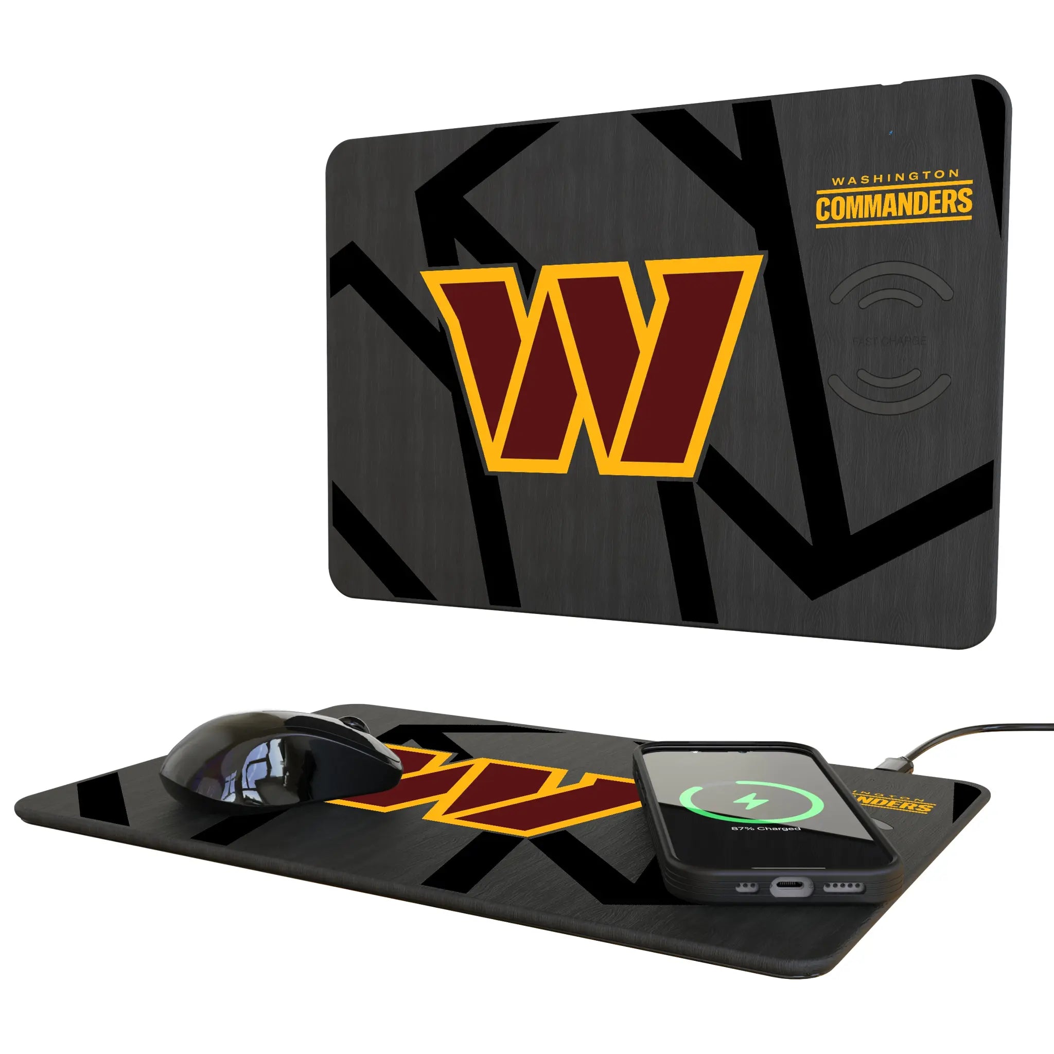 Washington Commanders Monocolor Tilt 15-Watt Wireless Charger and Mouse Pad