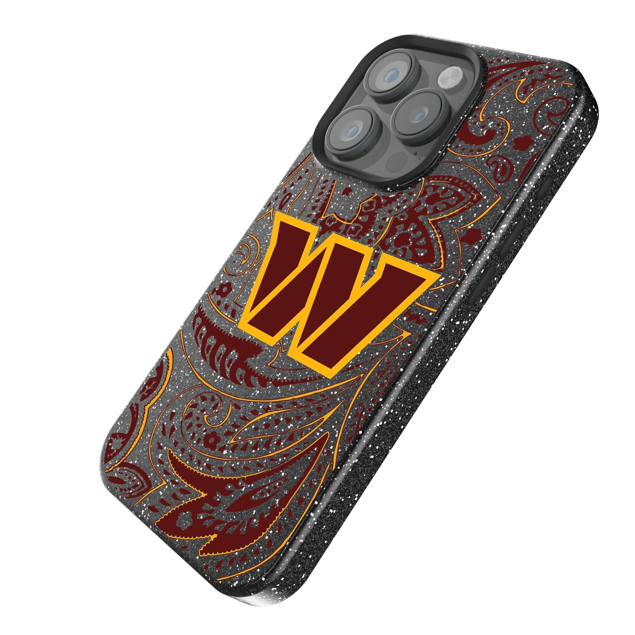 Washington Commanders Paisley iPhone Bling Phone Case for Apple iPhone - Isometric View