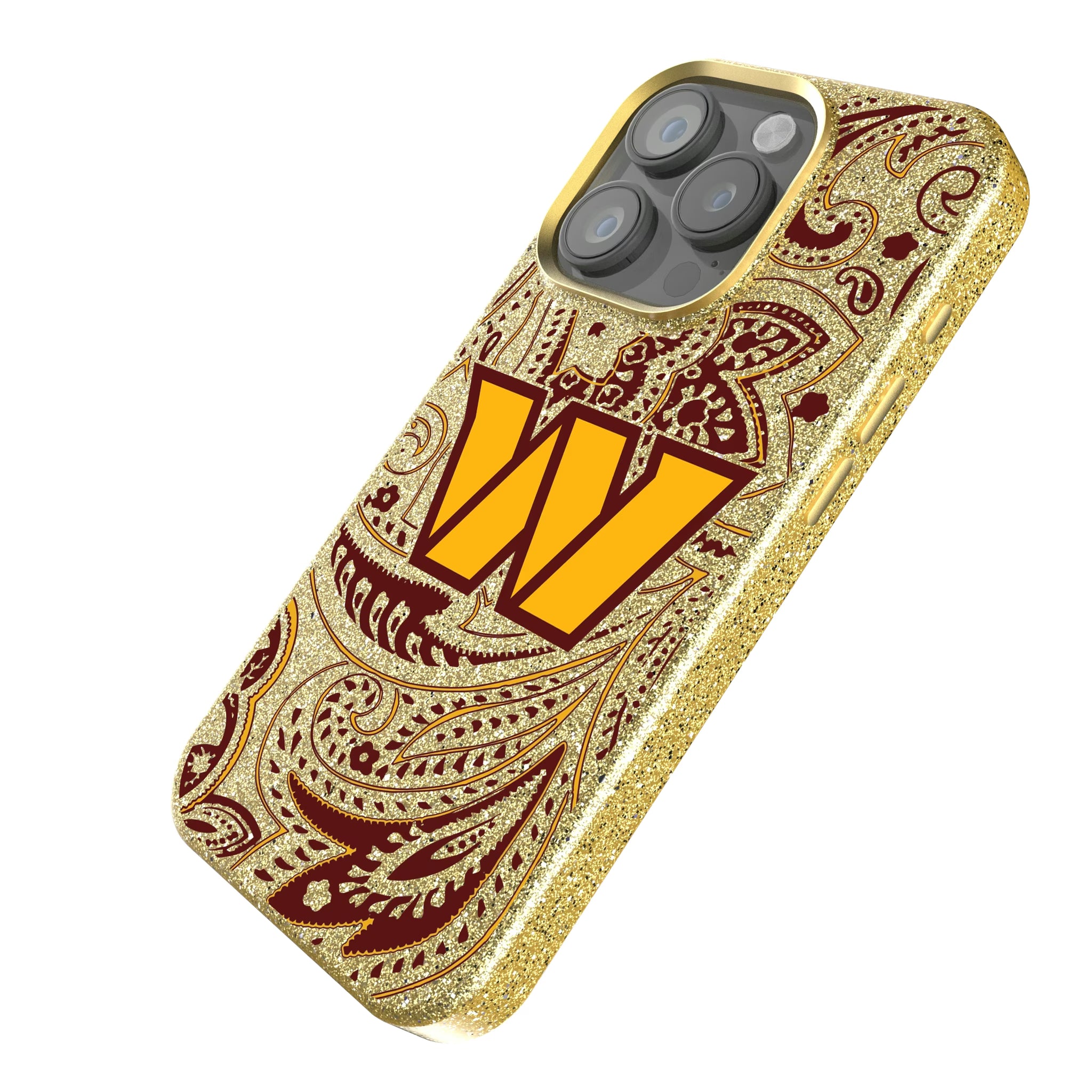 Washington Commanders Paisley iPhone Bling Phone Case for Apple iPhone - Isometric View