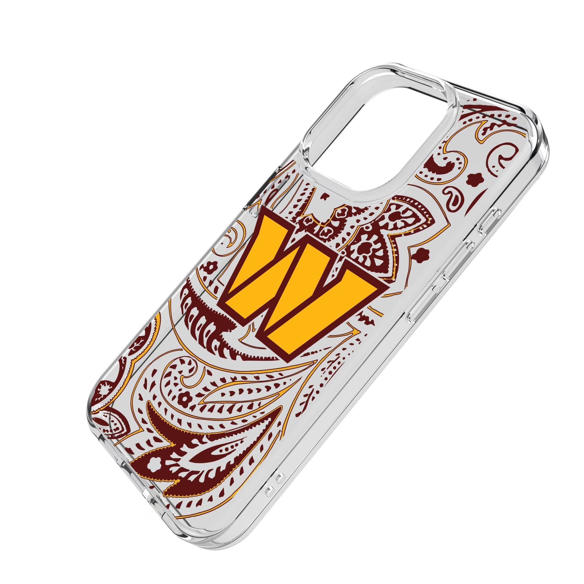 Washington Commanders Paisley iPhone Clear Phone Case for Apple iPhone - Isometric View