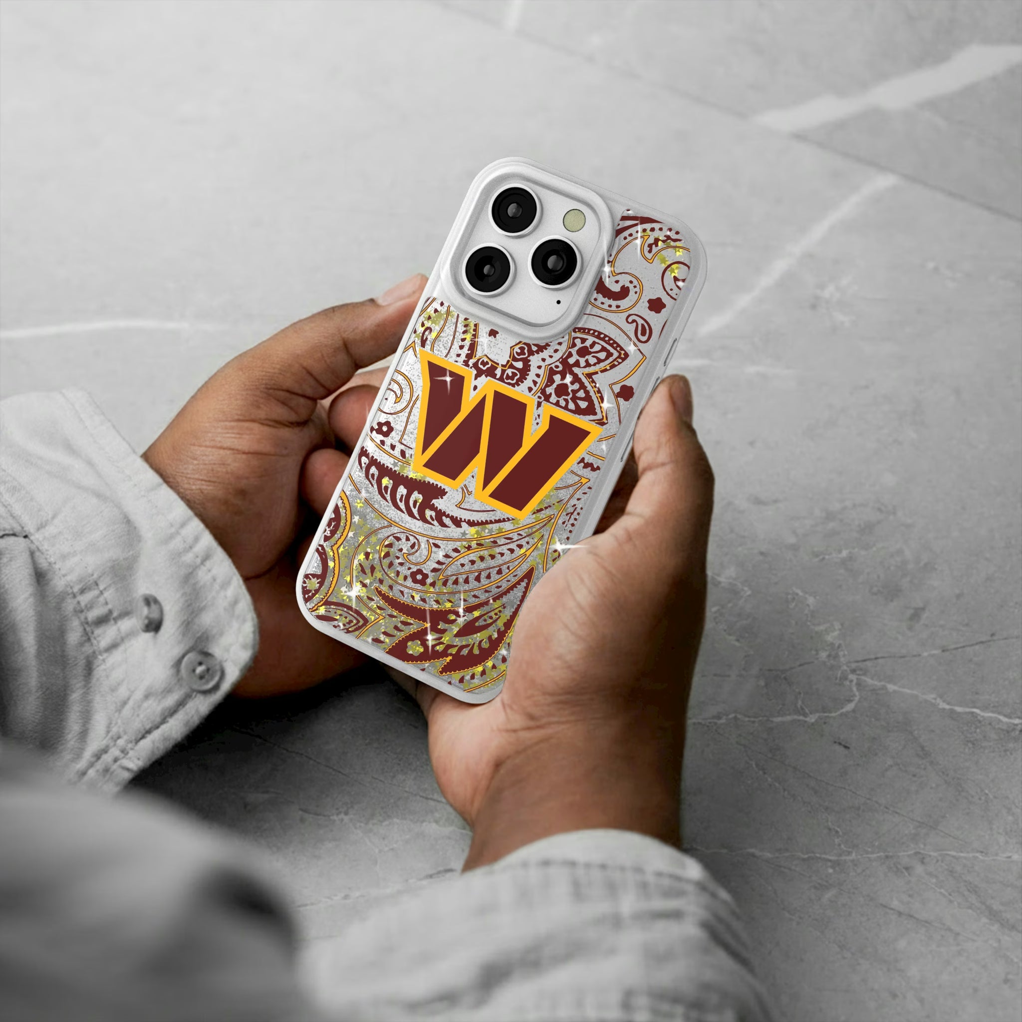 Washington Commanders Paisley iPhone Glitter Phone Case for Apple iPhone - Lifestyle#Device_iPhone 16 Pro