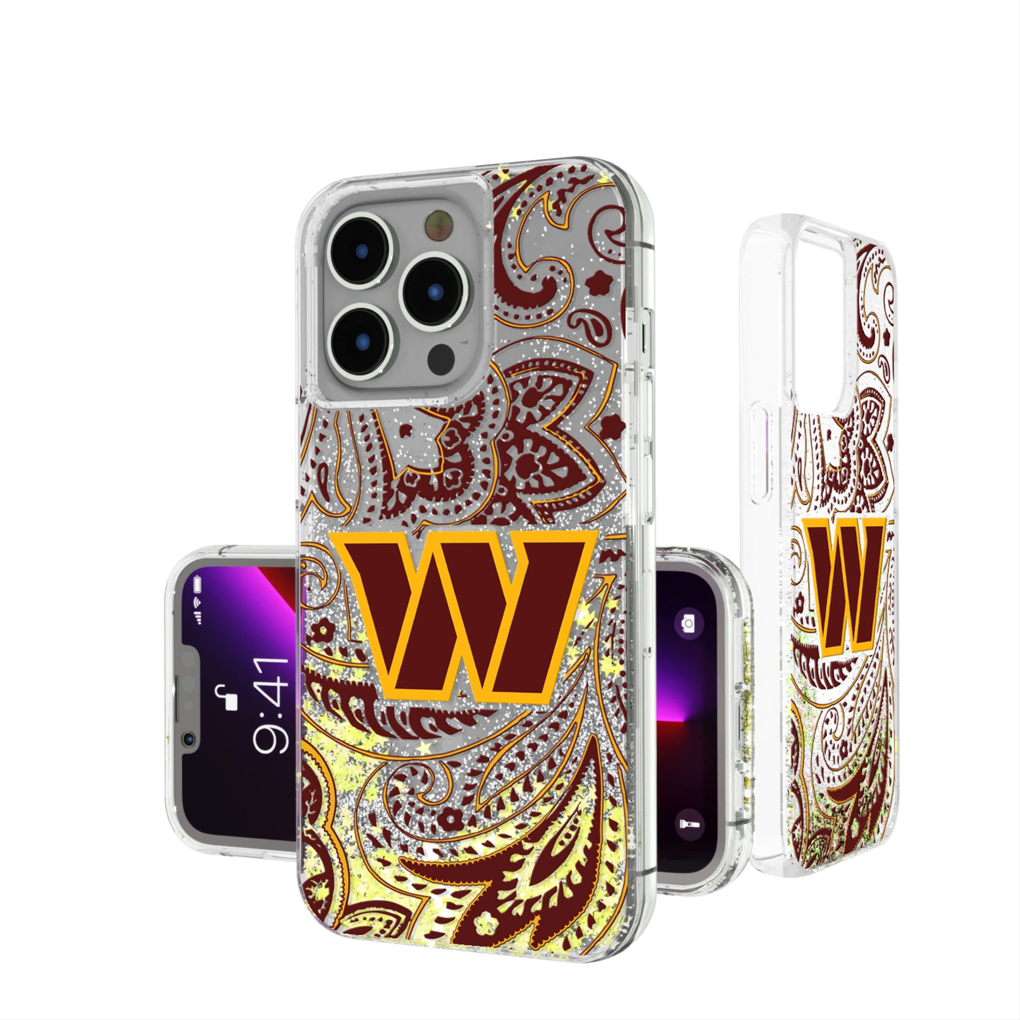 Washington Commanders Paisley iPhone Glitter Phone Case for Apple iPhone