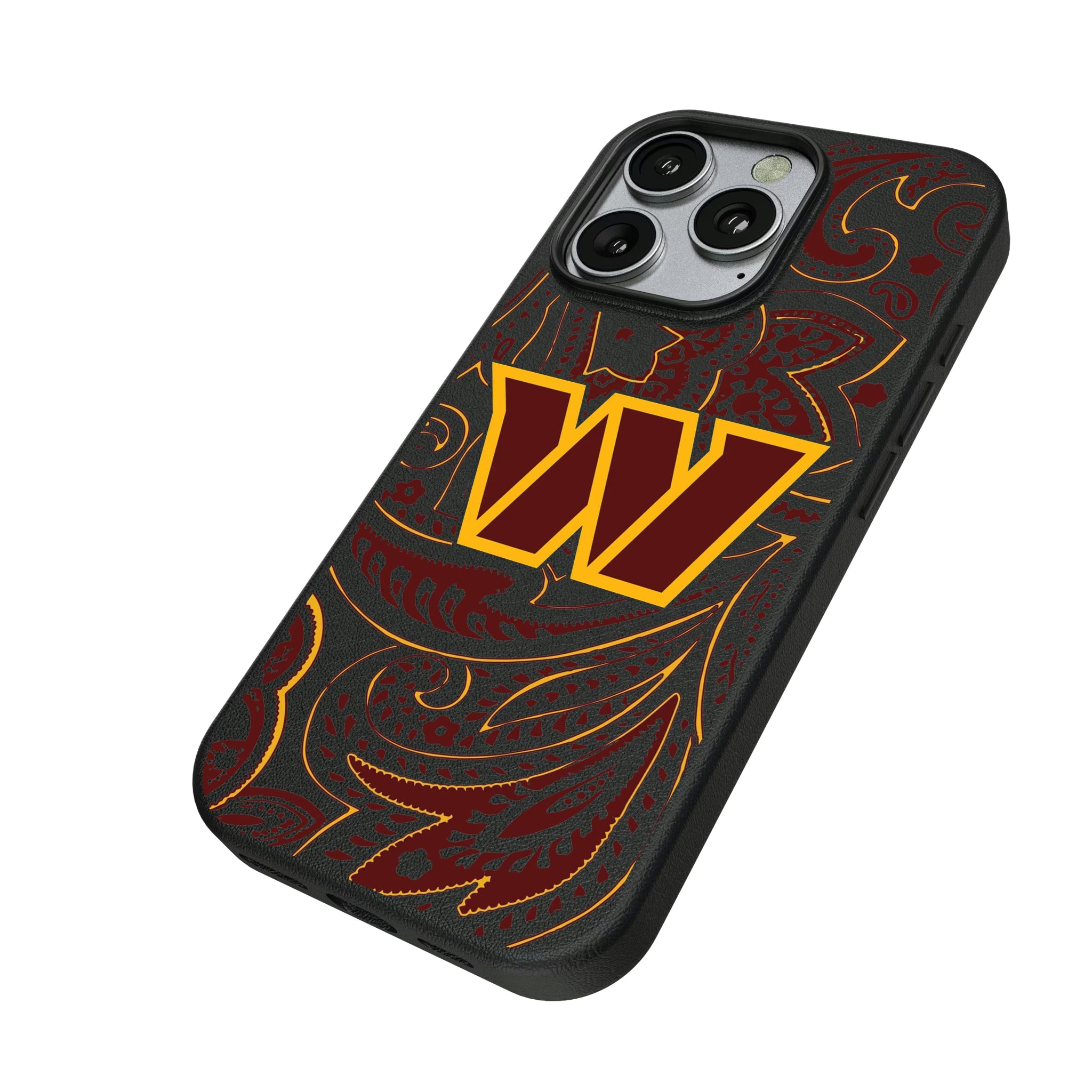 Washington Commanders Paisley iPhone MagSafe Compatible Phone Case for Apple iPhone - Isometric View