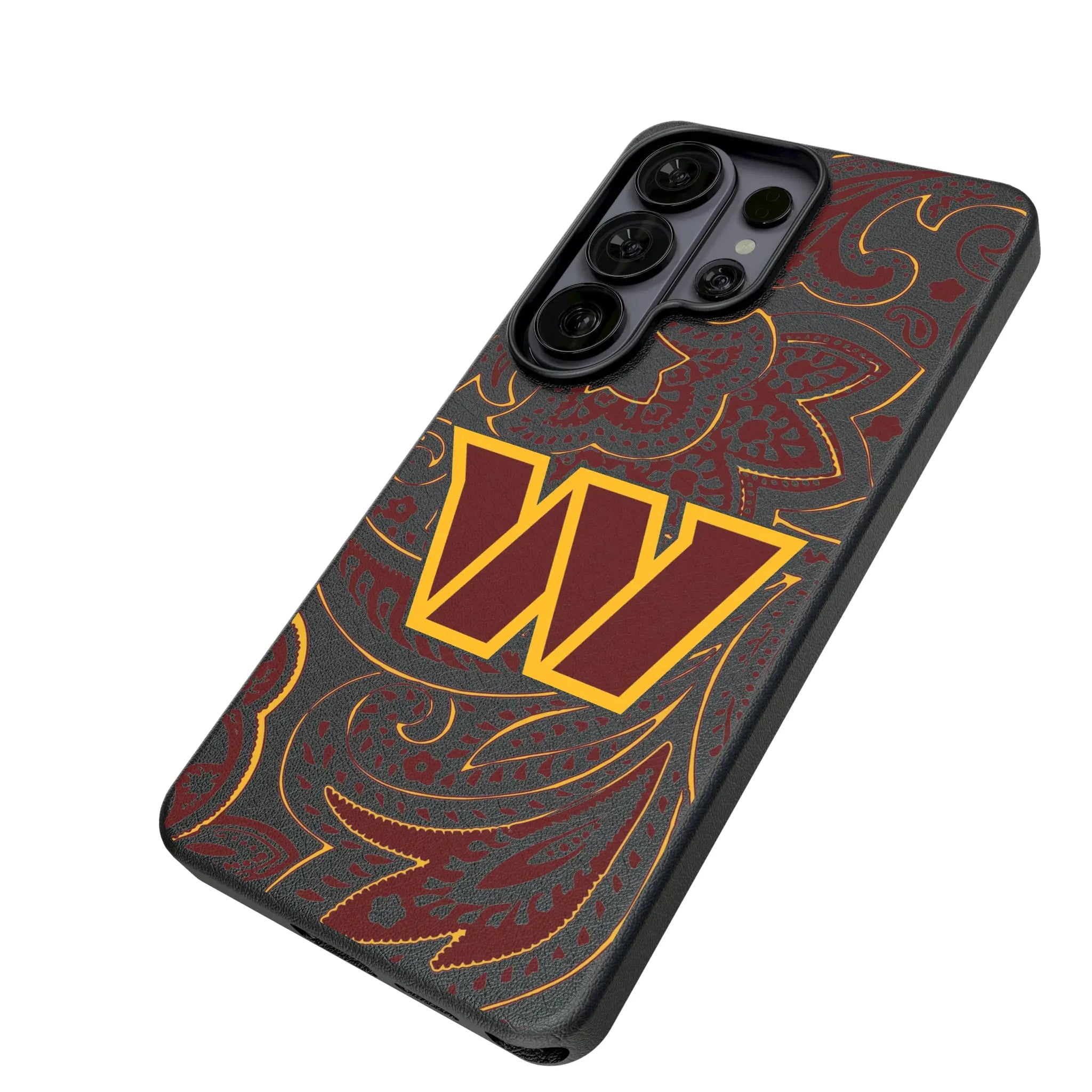 Washington Commanders Paisley Galaxy MagSafe Compatible Phone Case for Samsung Galaxy - Isometric View#Device_Galaxy S26 Ultra