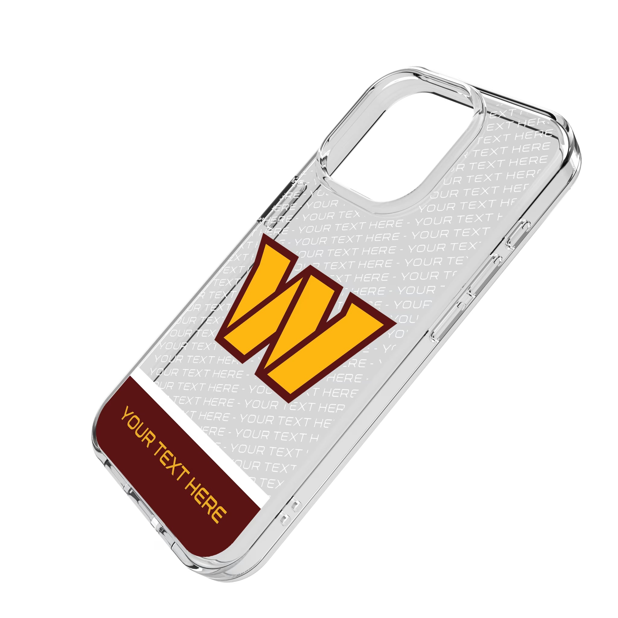 Washington Commanders Personalized EndZone Plus iPhone Clear Phone Case for Apple iPhone - Isometric View