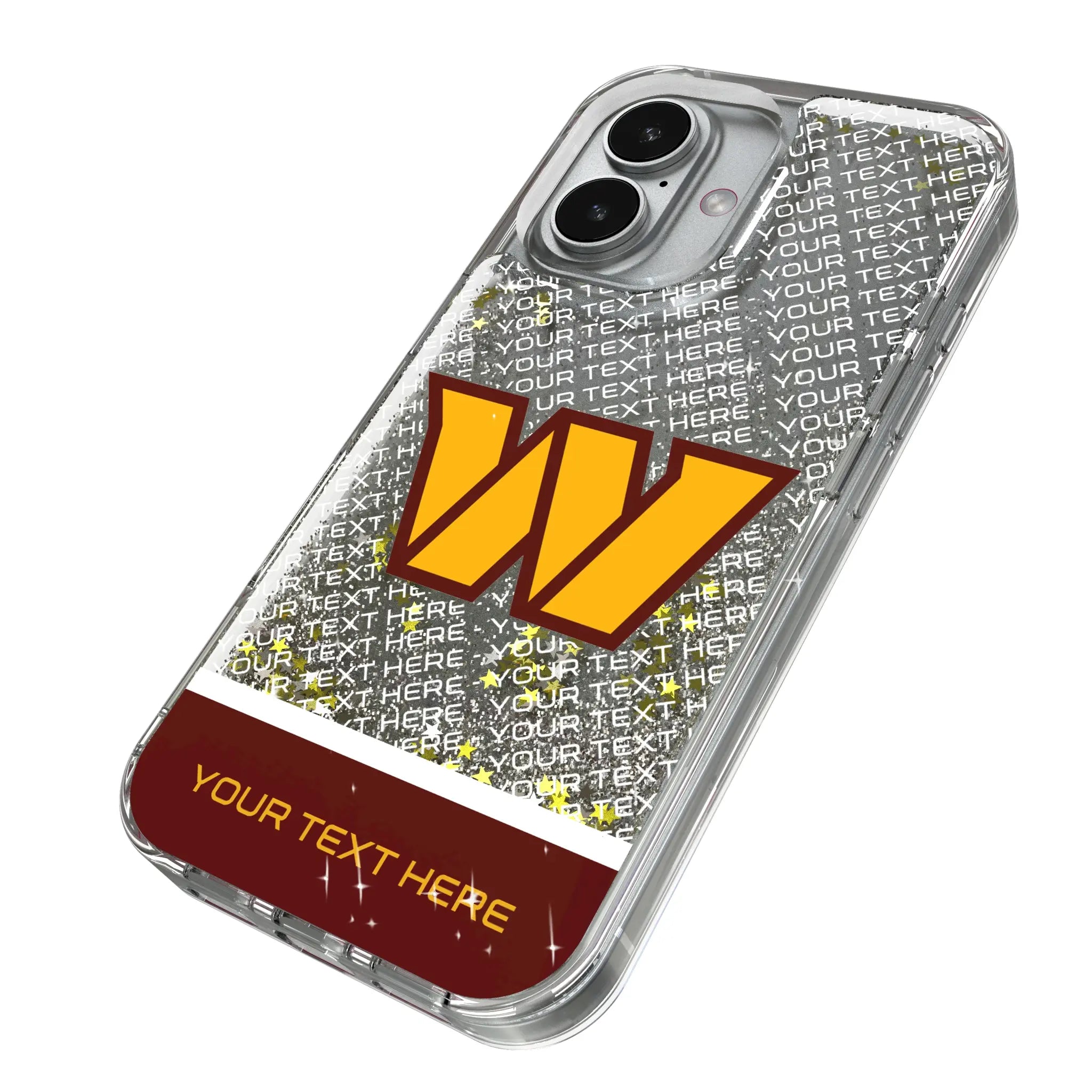 Washington Commanders Personalized EndZone Plus iPhone Glitter Phone Case for Apple iPhone - Isometric View