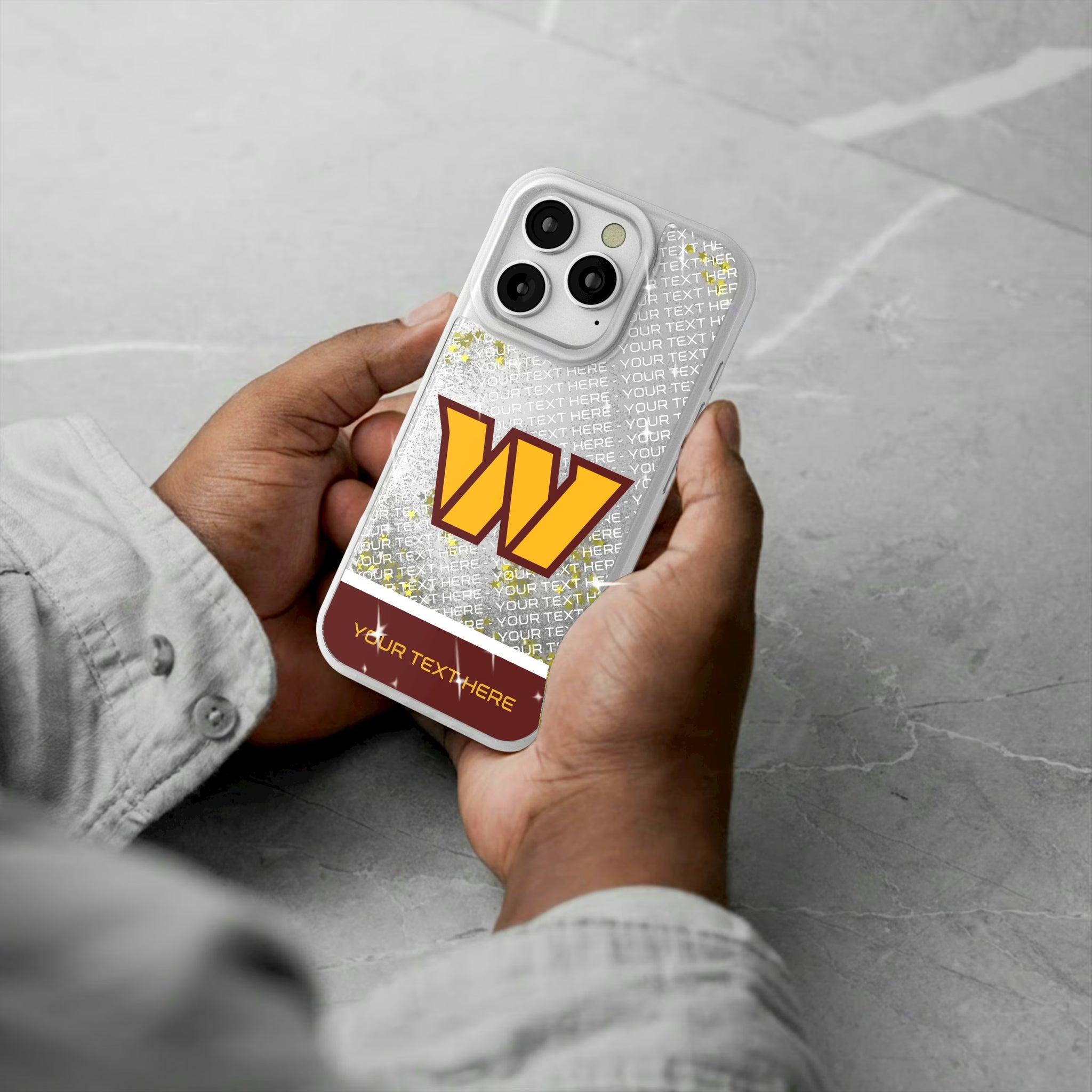 Washington Commanders Personalized EndZone Plus iPhone Glitter Phone Case for Apple iPhone - Lifestyle#Device_iPhone 16 Pro