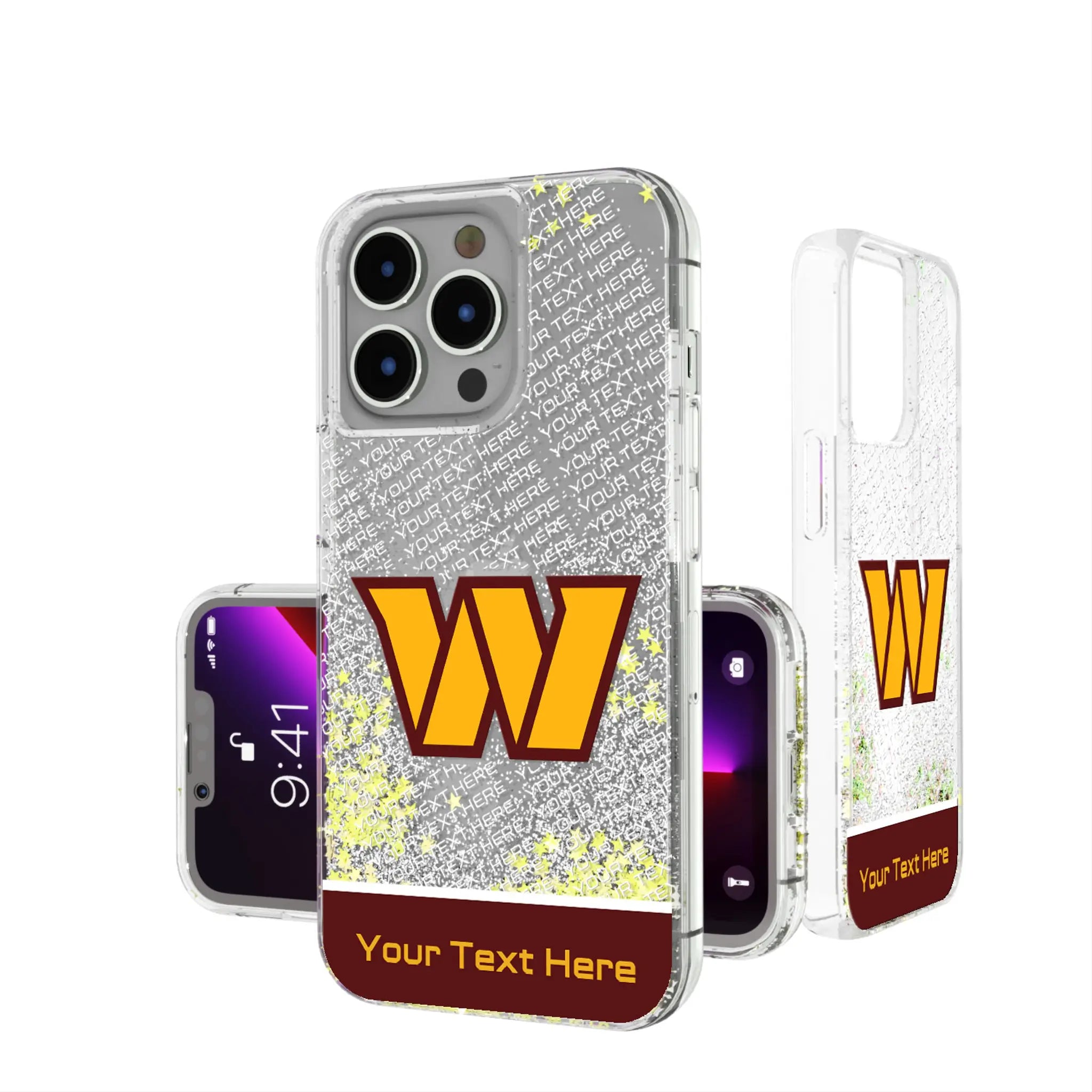 Washington Commanders Personalized EndZone Plus iPhone Glitter Phone Case for Apple iPhone