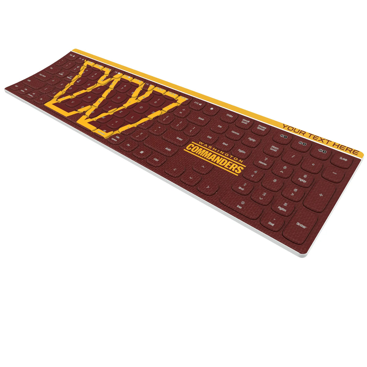 Washington Commanders Personalized Endzone Solid KKB605 Curved Wireless Keyboard - Isometric View