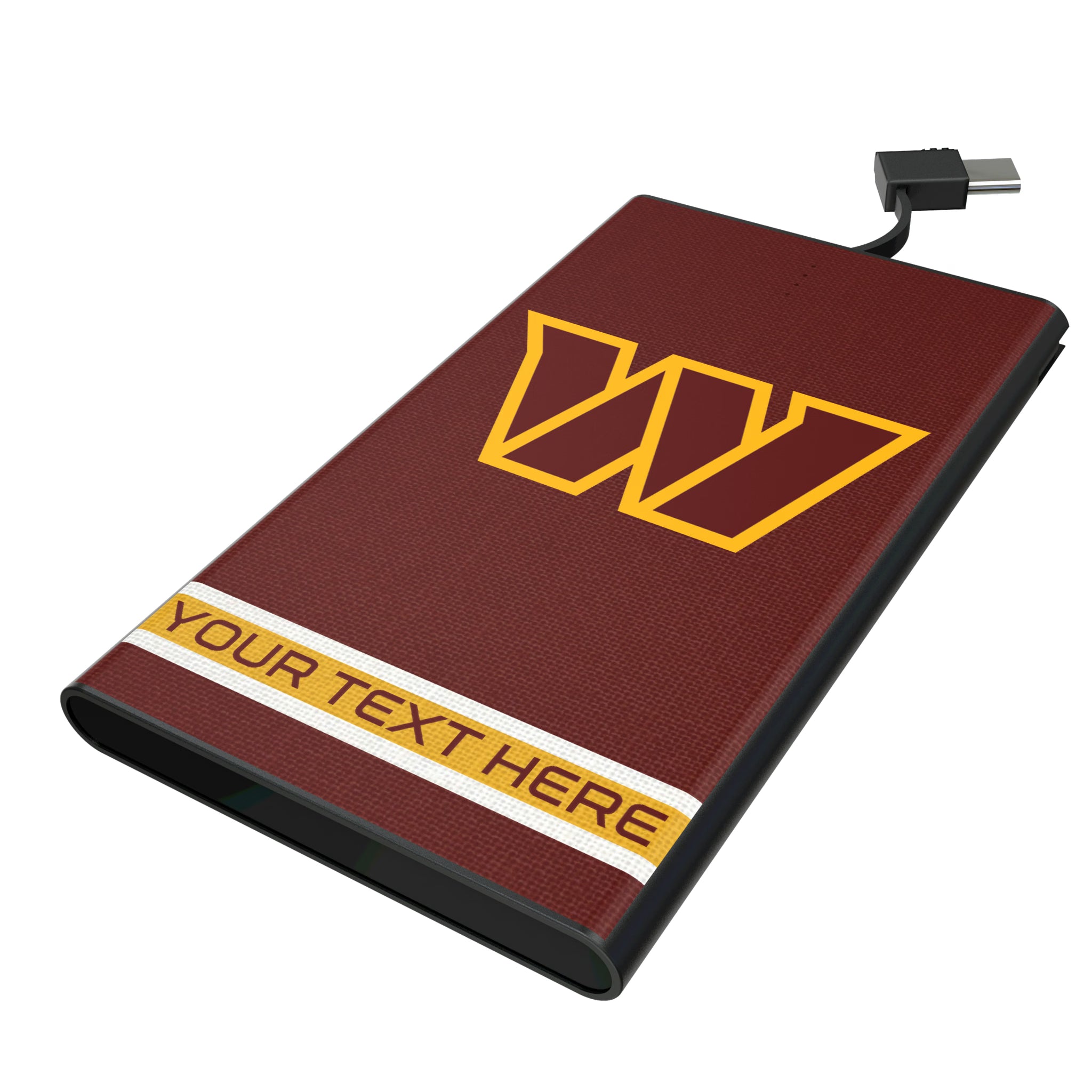 Washington Commanders Personalized Stripe 5000mAh Flat Powerbank