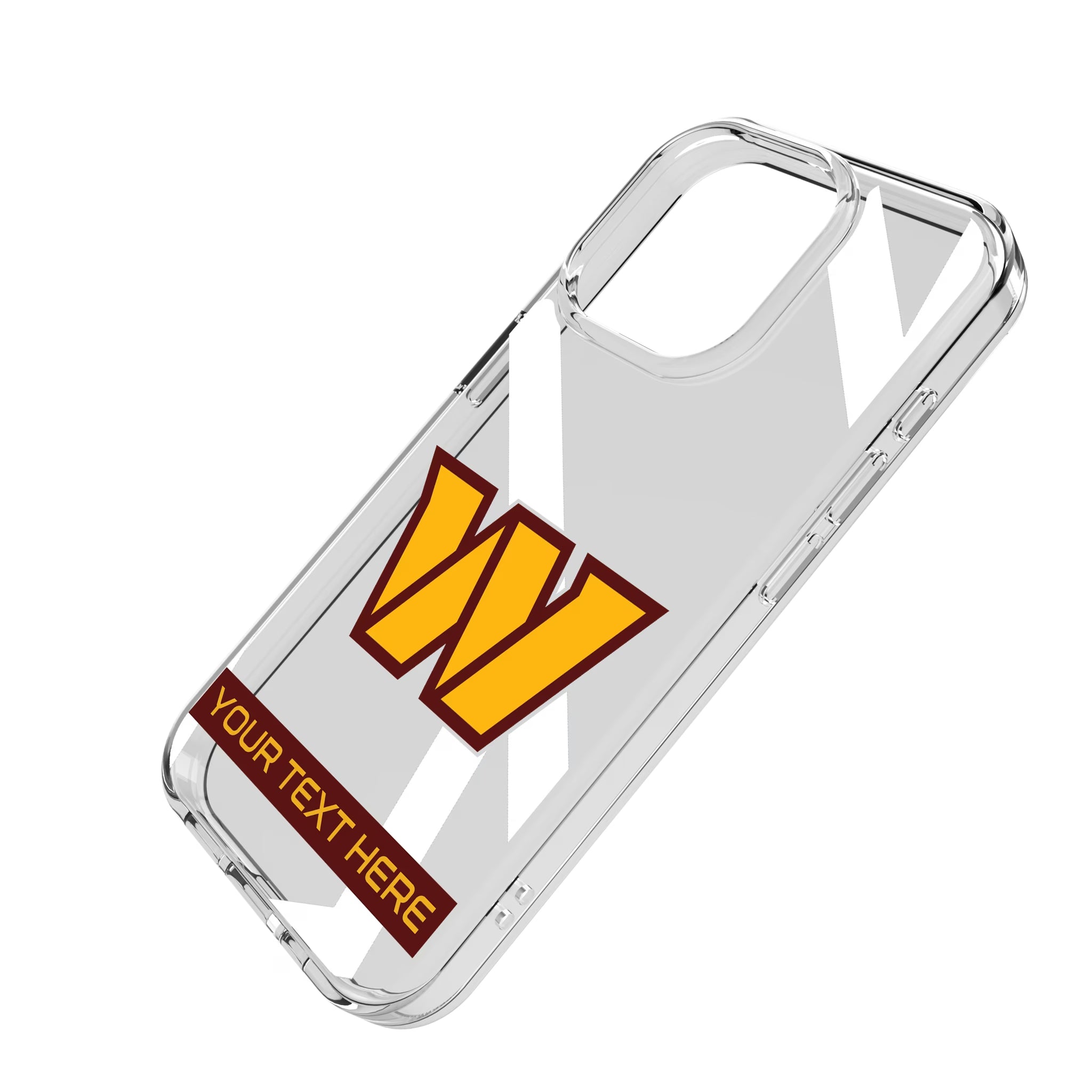 Washington Commanders Personalized Tilt iPhone Clear Phone Case for Apple iPhone - Isometric View