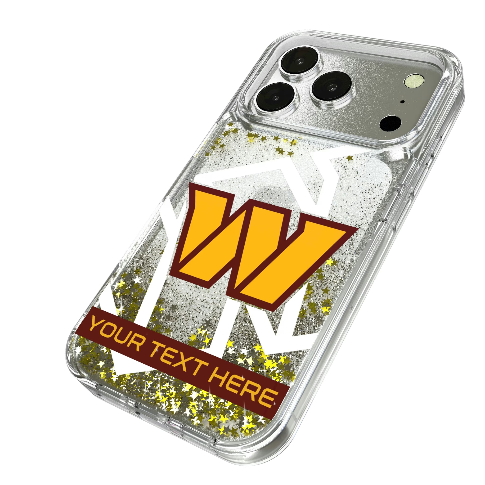 Washington Commanders Personalized Tilt iPhone Glitter Phone Case for Apple iPhone - Isometric View