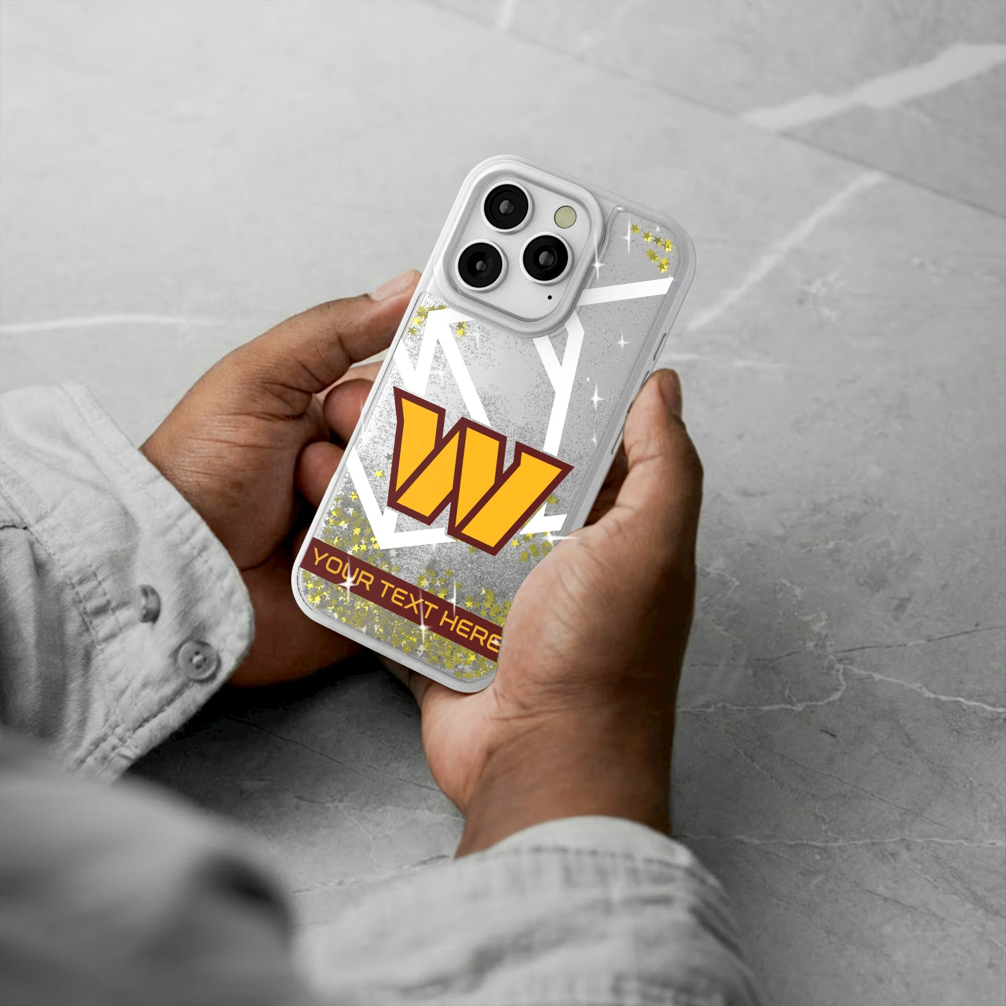 Washington Commanders Personalized Tilt iPhone Glitter Phone Case for Apple iPhone - Lifestyle#Device_iPhone 16 Pro