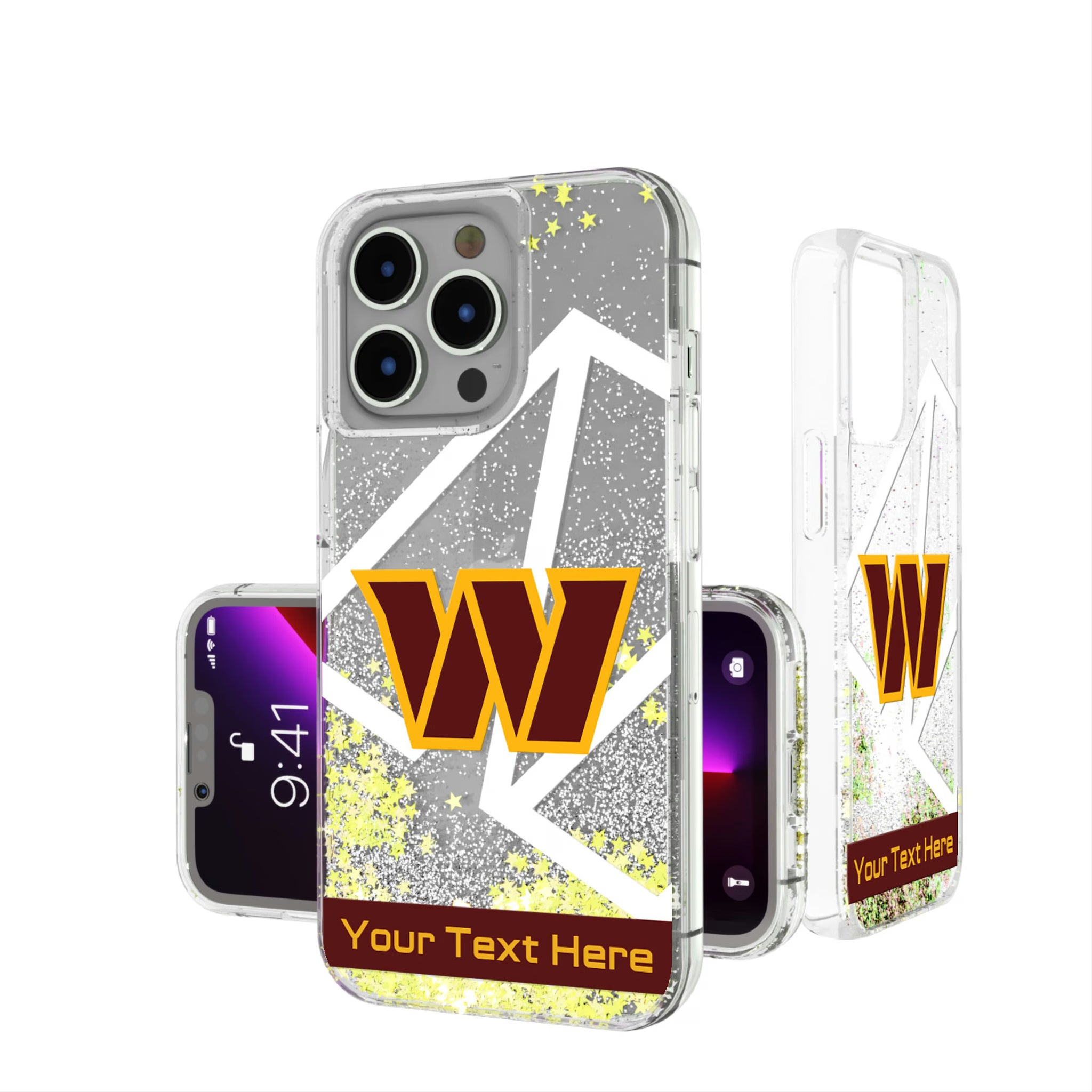 Washington Commanders Personalized Tilt iPhone Glitter Phone Case for Apple iPhone