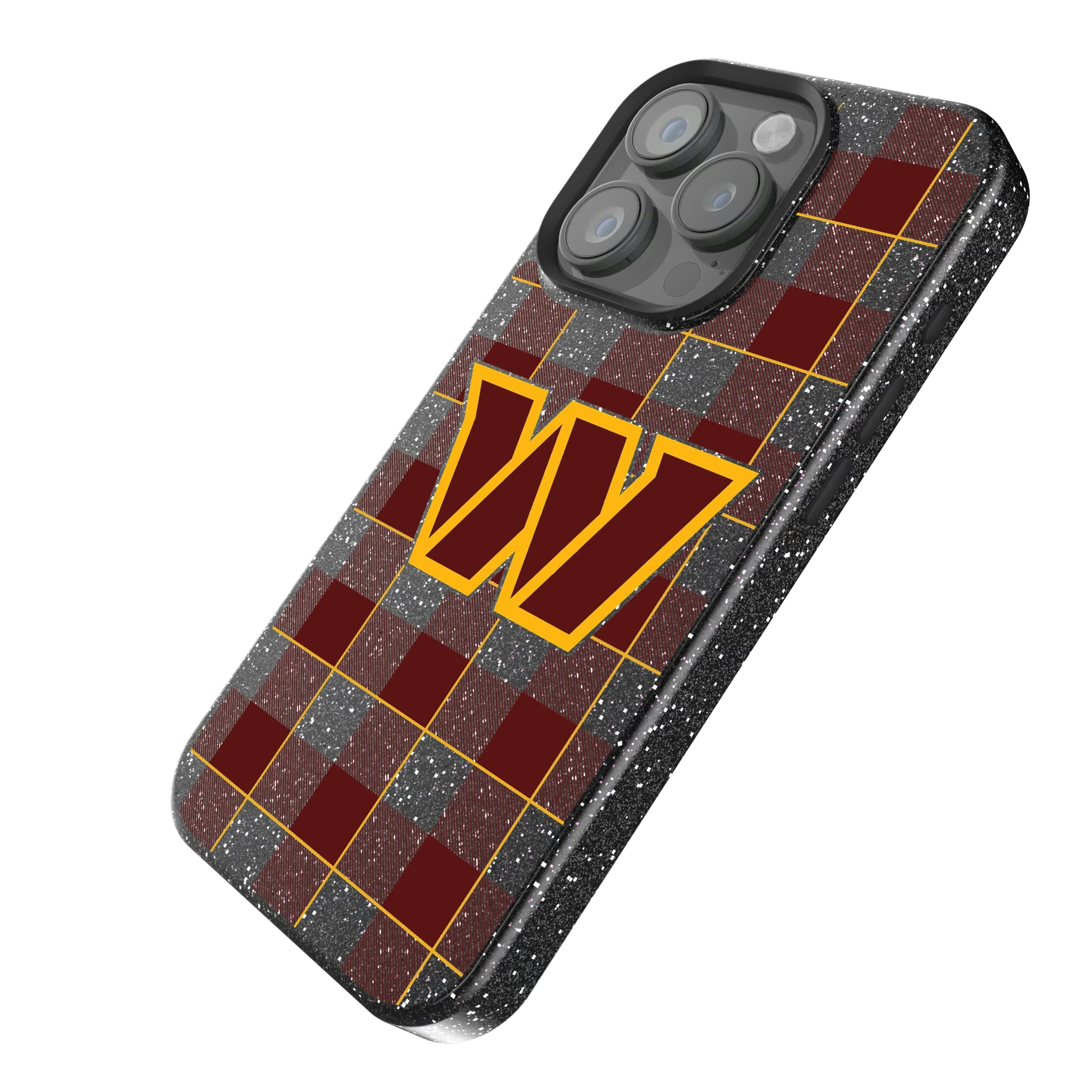 Washington Commanders Plaid iPhone Bling Phone Case for Apple iPhone - Isometric View