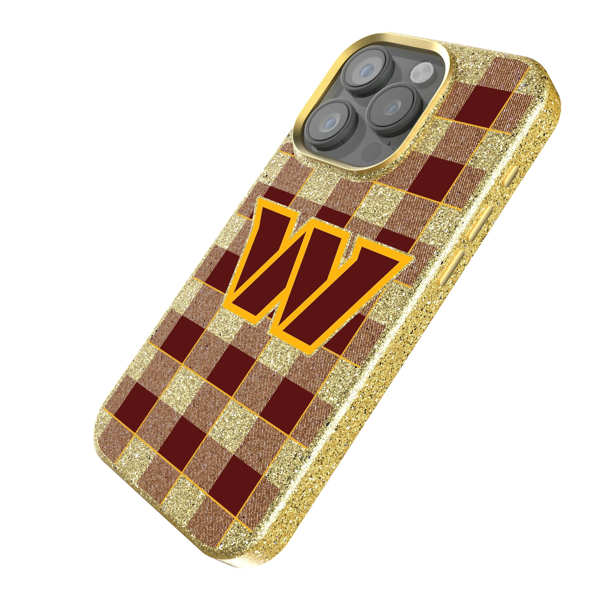 Washington Commanders Plaid iPhone Bling Phone Case for Apple iPhone - Isometric View