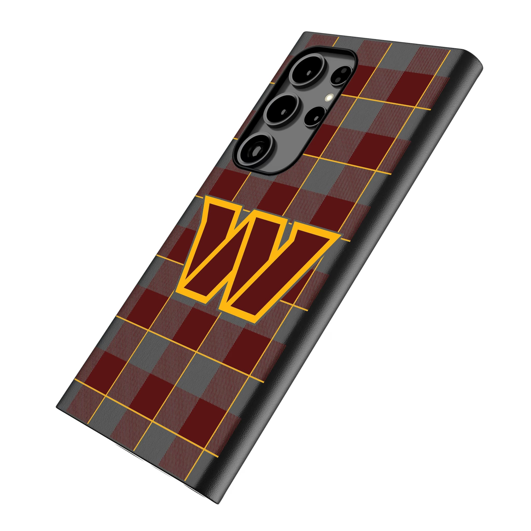 Washington Commanders Plaid Galaxy MagSafe Compatible Phone Case for Samsung Galaxy - Isometric View
