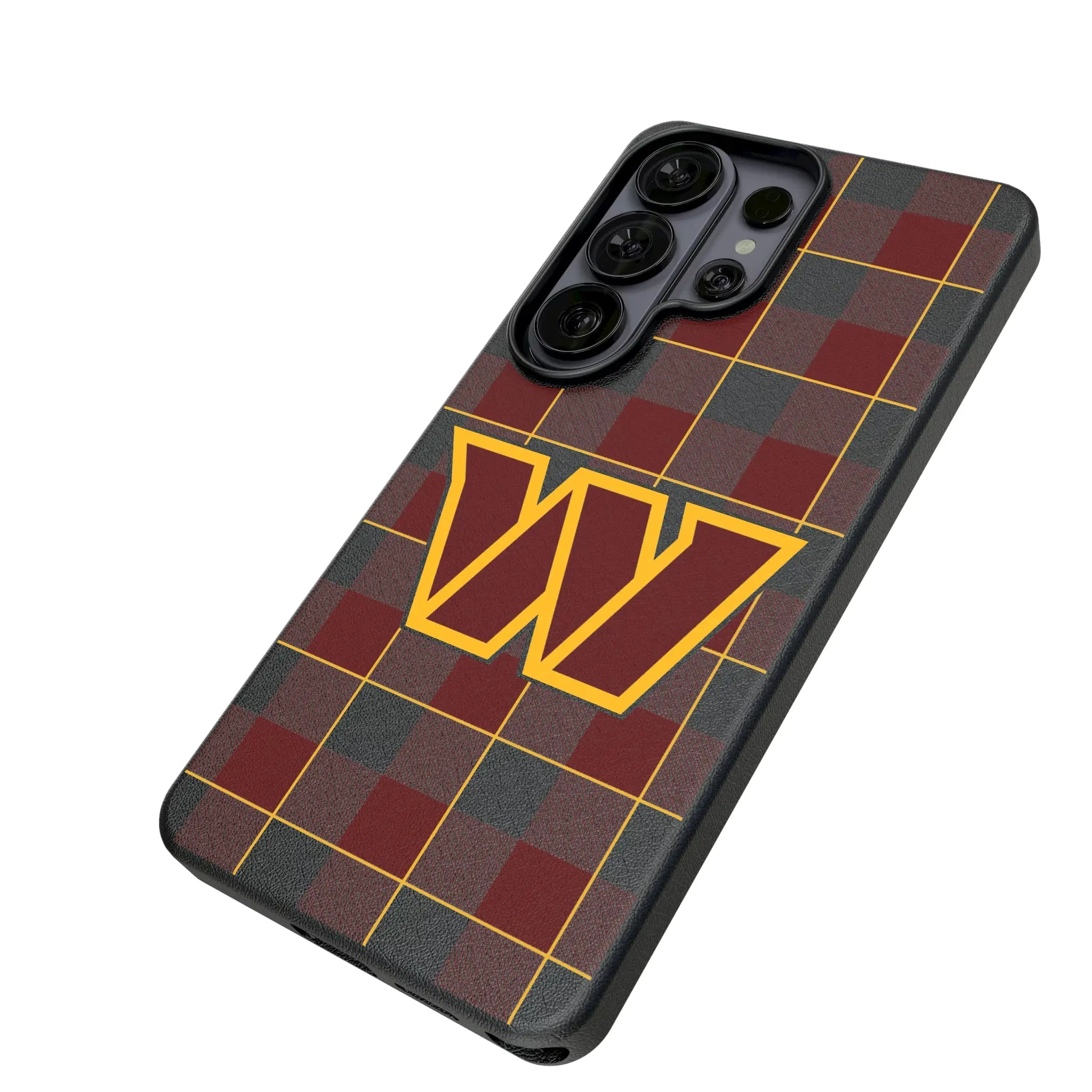 Washington Commanders Plaid Galaxy MagSafe Compatible Phone Case for Samsung Galaxy - Isometric View#Device_Galaxy S26 Ultra