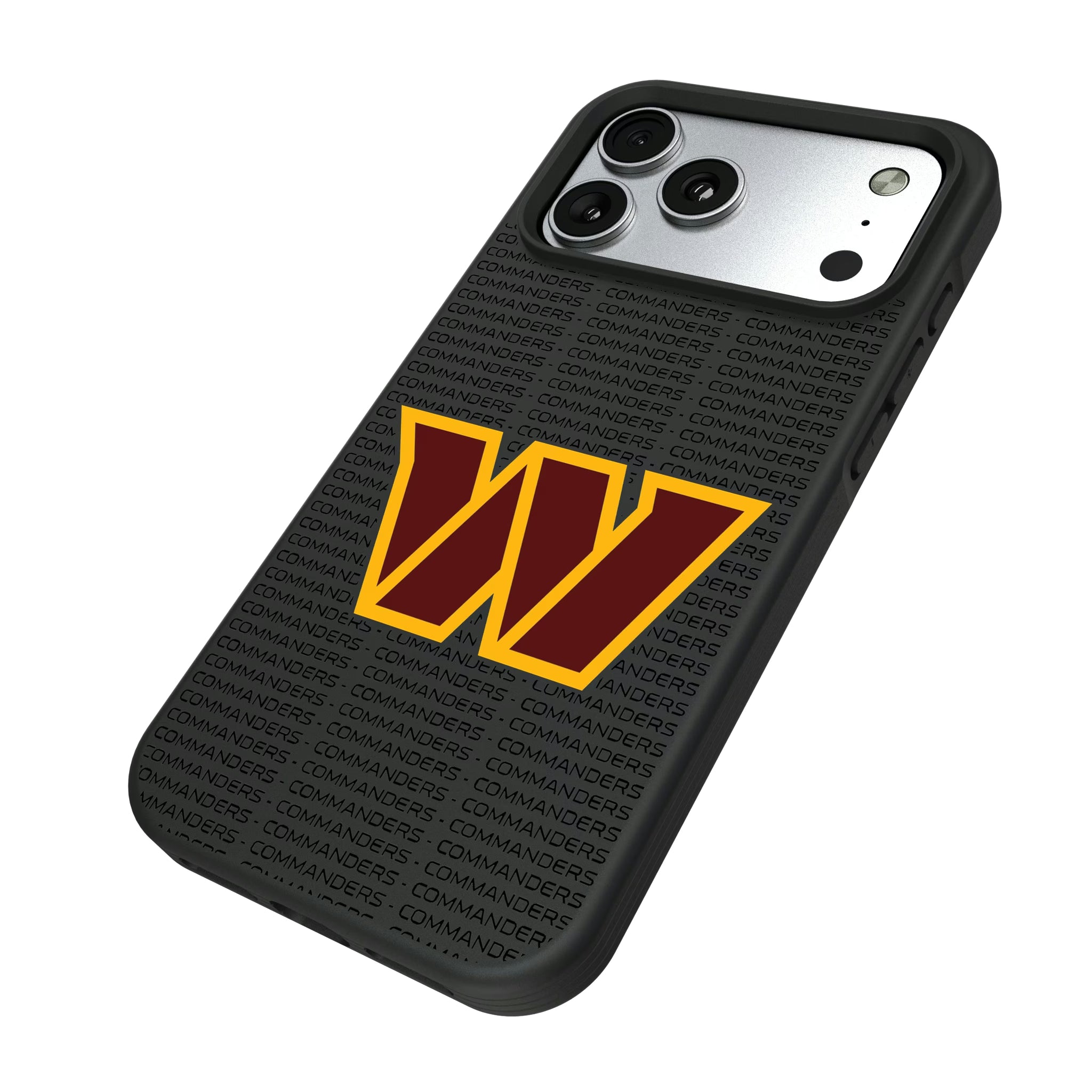 Washington Commanders Text Backdrop iPhone Bump Phone Case for Apple iPhone - Isometric View#Device_iPhone 17 Pro Max