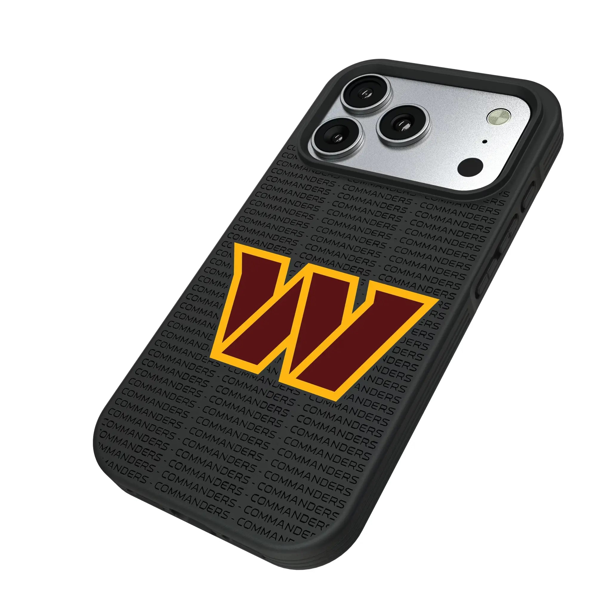 Washington Commanders Text Backdrop iPhone Bump Phone Case for Apple iPhone - Isometric View#Device_iPhone 17 Pro