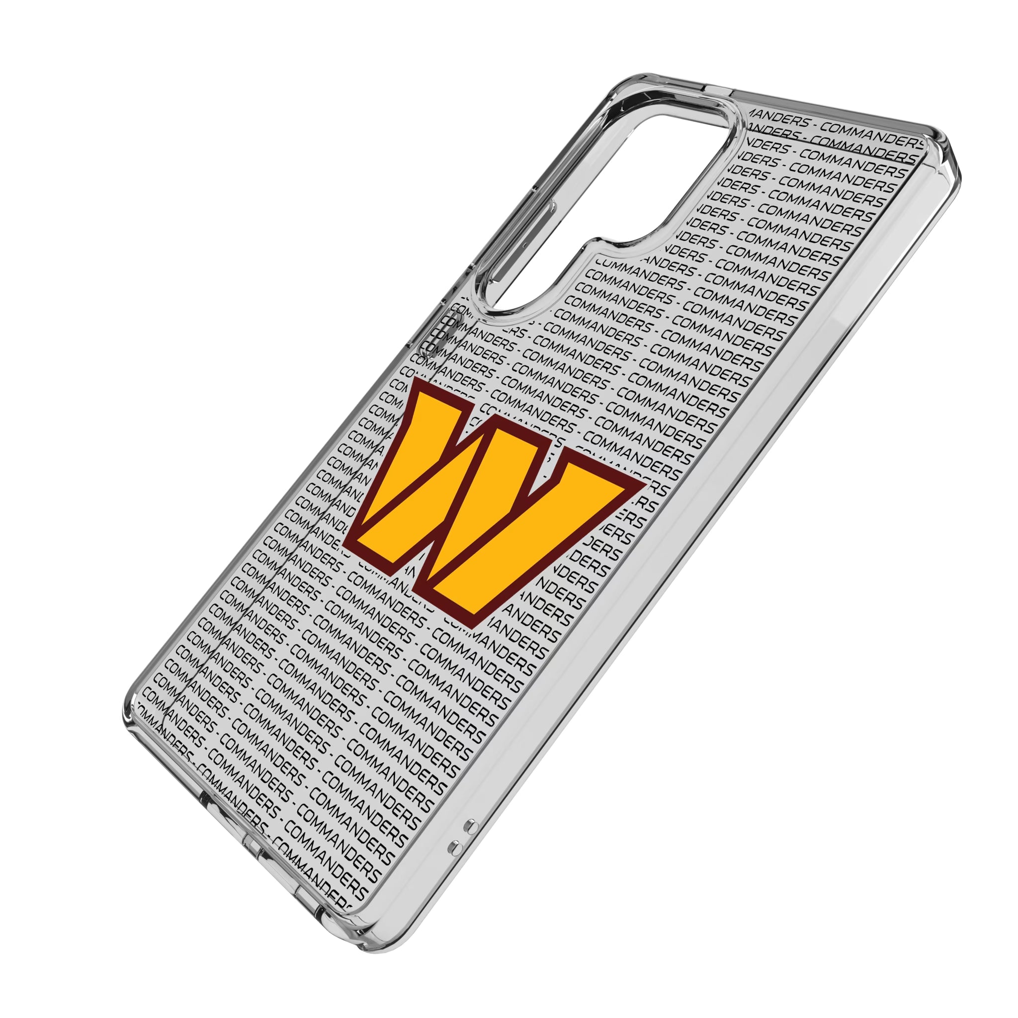 Washington Commanders Text Backdrop Galaxy Clear Phone Case for Samsung Galaxy - Isometric View