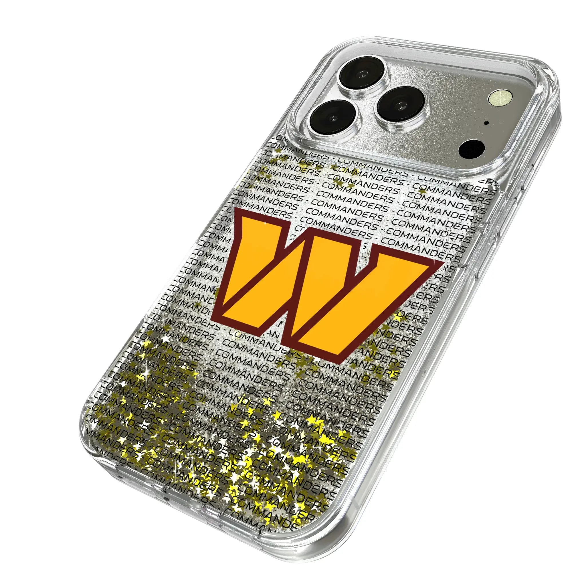 Washington Commanders Text Backdrop iPhone Glitter Phone Case for Apple iPhone - Isometric View