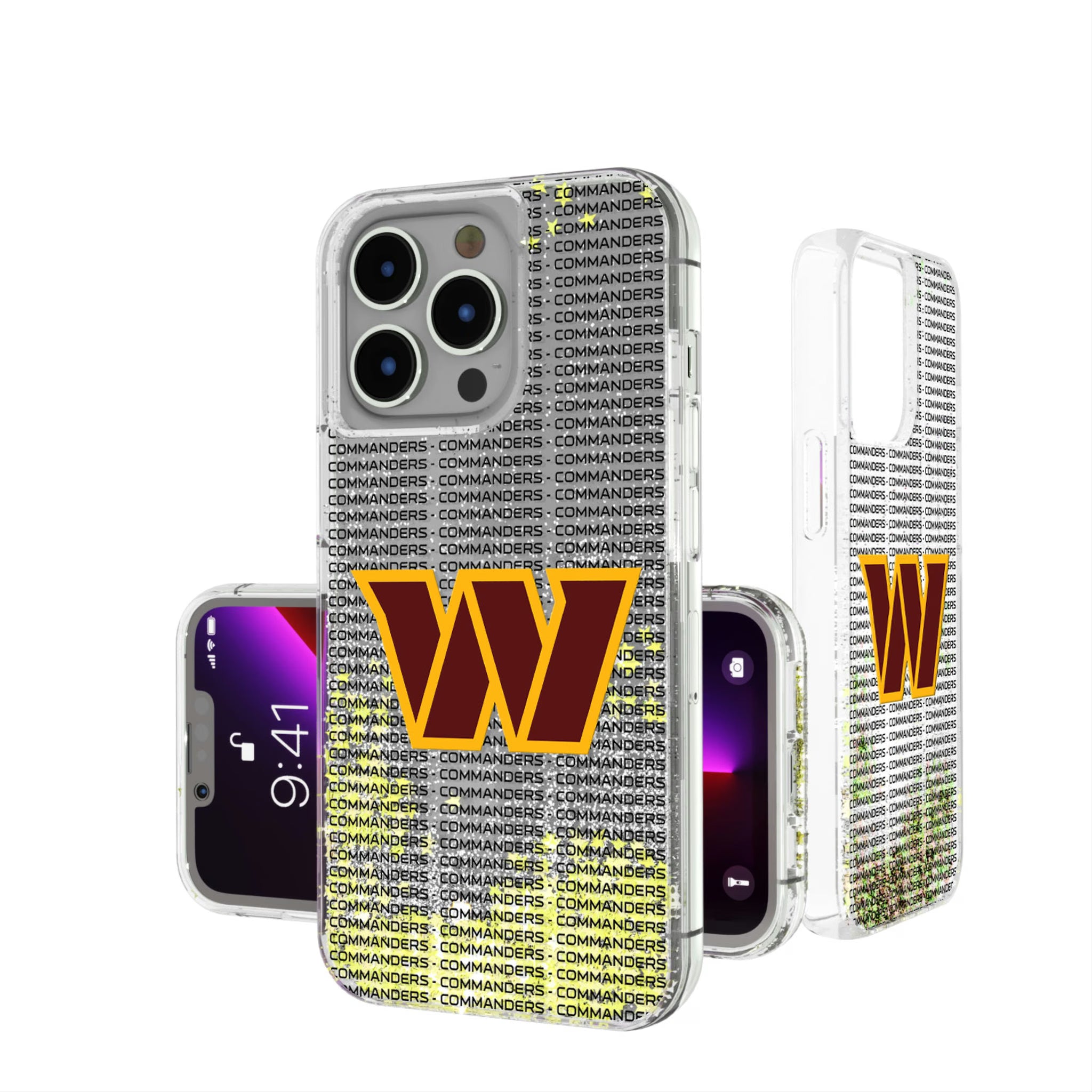 Washington Commanders Text Backdrop iPhone Glitter Phone Case for Apple iPhone
