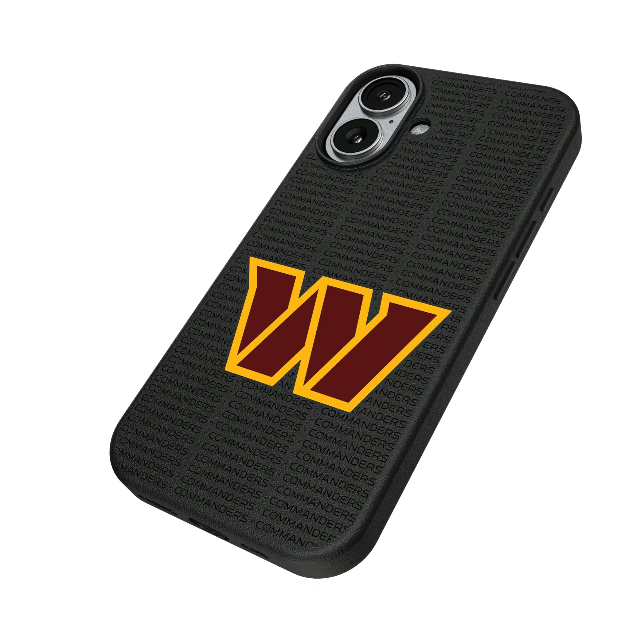 Washington Commanders Text Backdrop iPhone MagSafe Compatible Phone Case for Apple iPhone - Isometric View#Device_iPhone 17