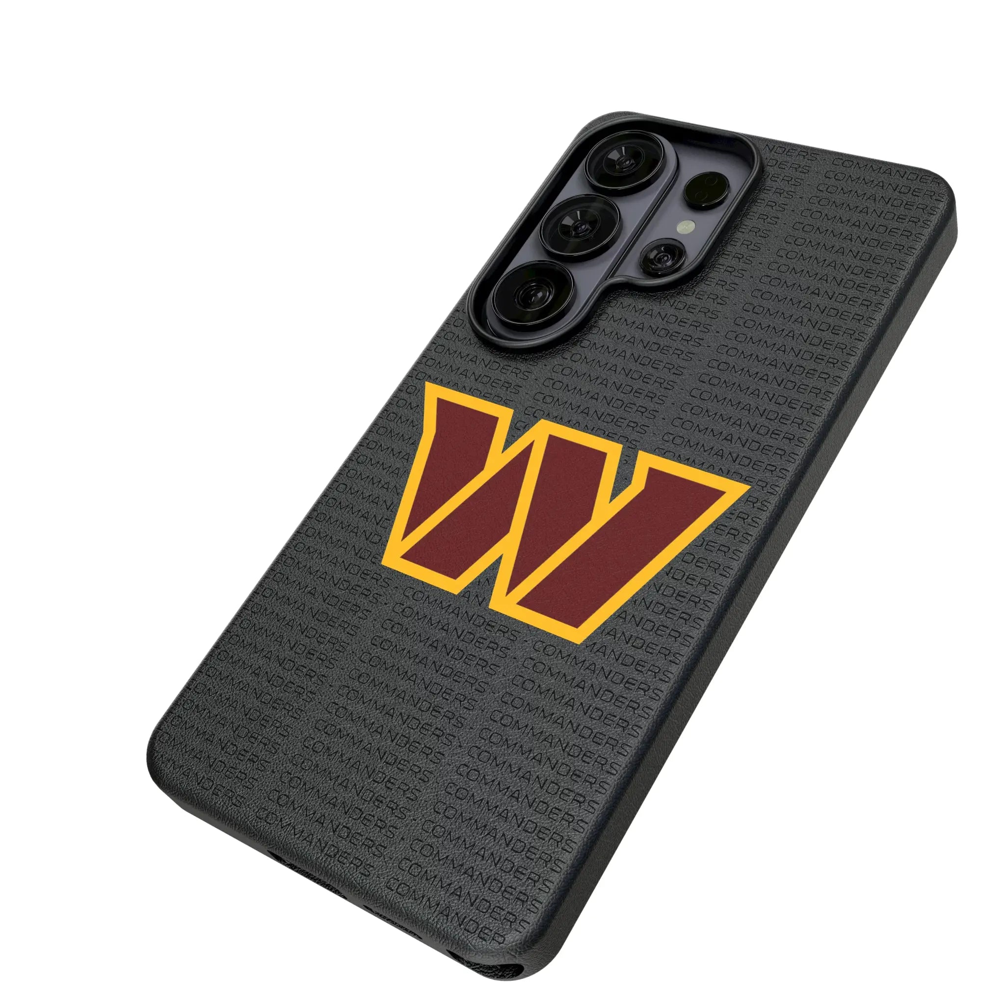 Washington Commanders Text Backdrop Galaxy MagSafe Compatible Phone Case for Samsung Galaxy - Isometric View#Device_Galaxy S26 Ultra